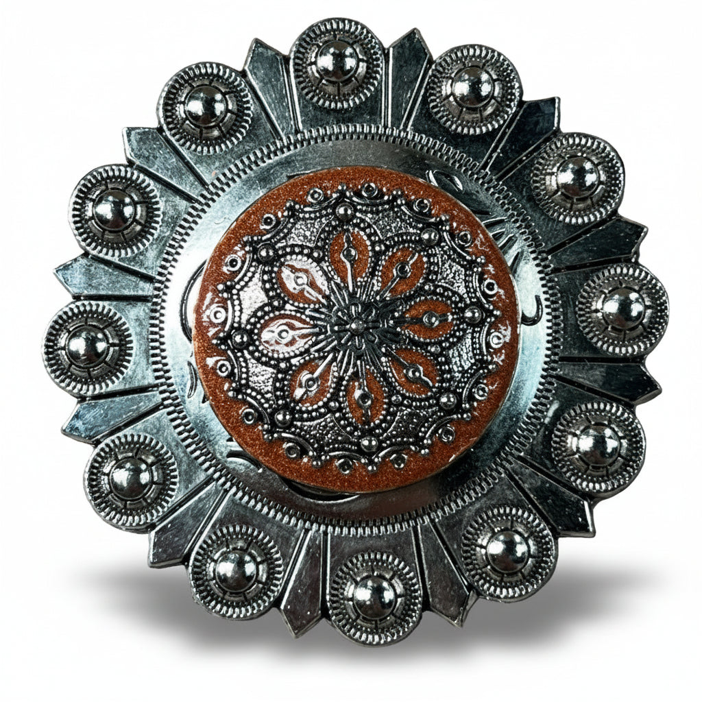 Rust Filigree and Dots Western Concho W233