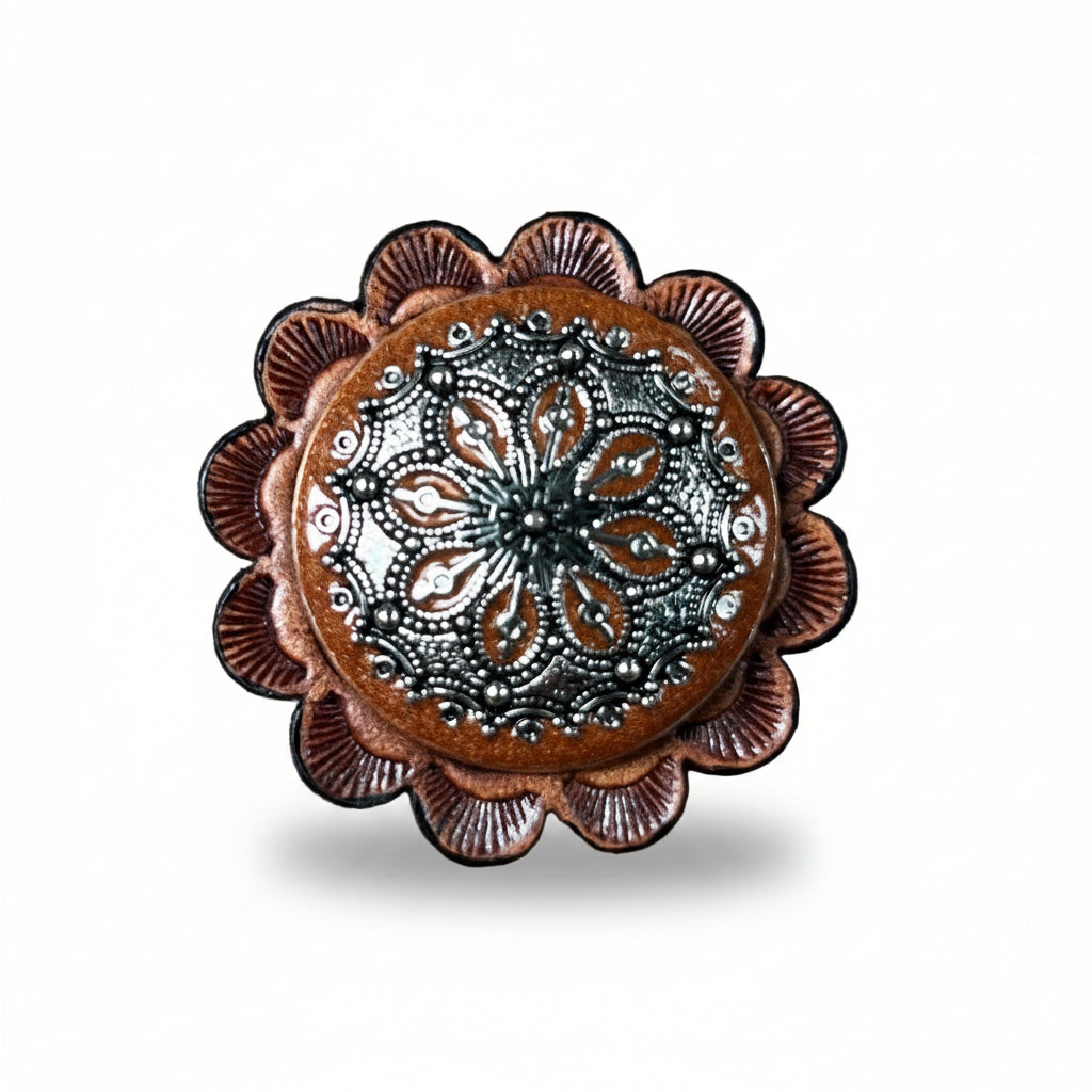 Rust Filigree and Dots Western Concho W233