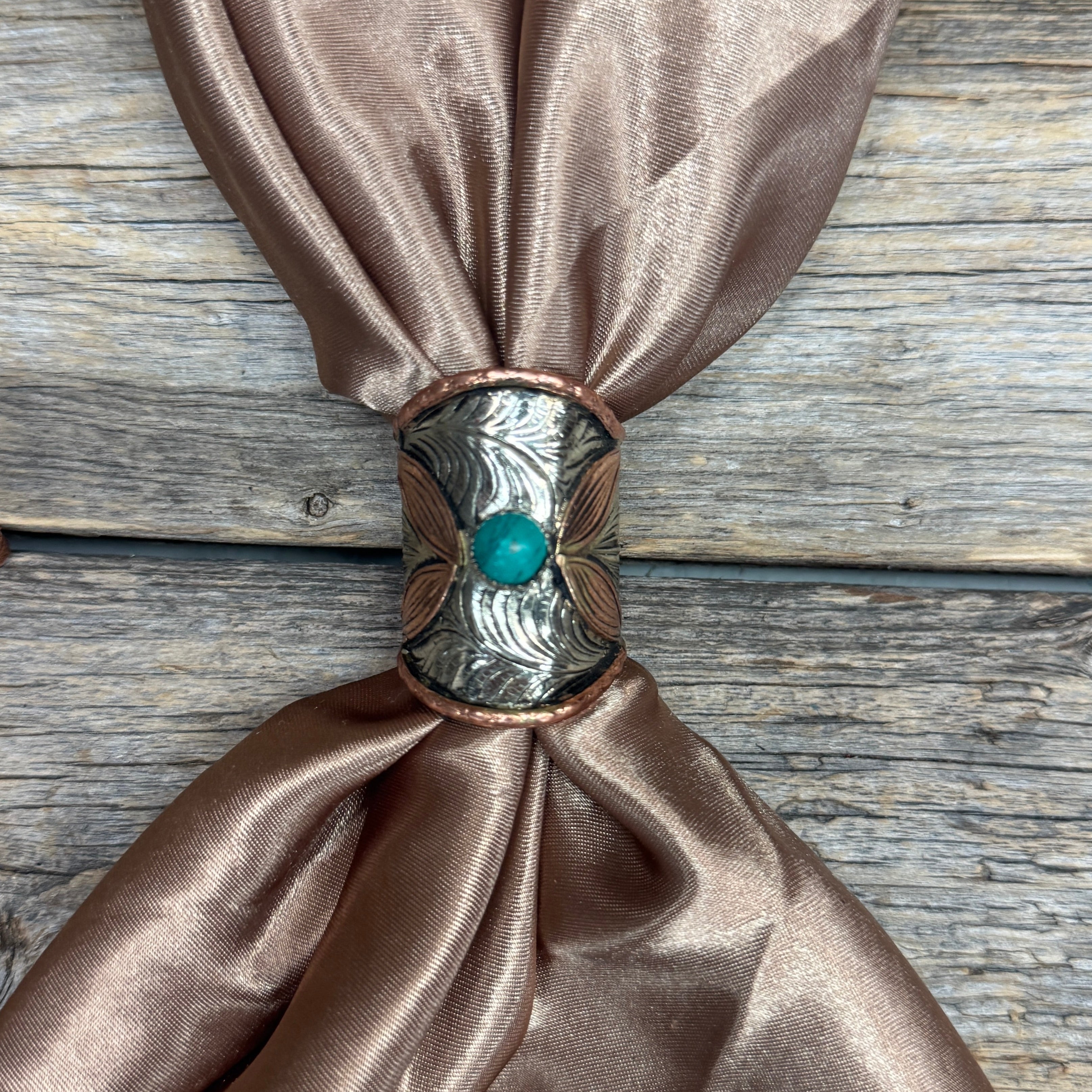 Silver Engraved with Turquoise Wild Rag Slides - Assorted