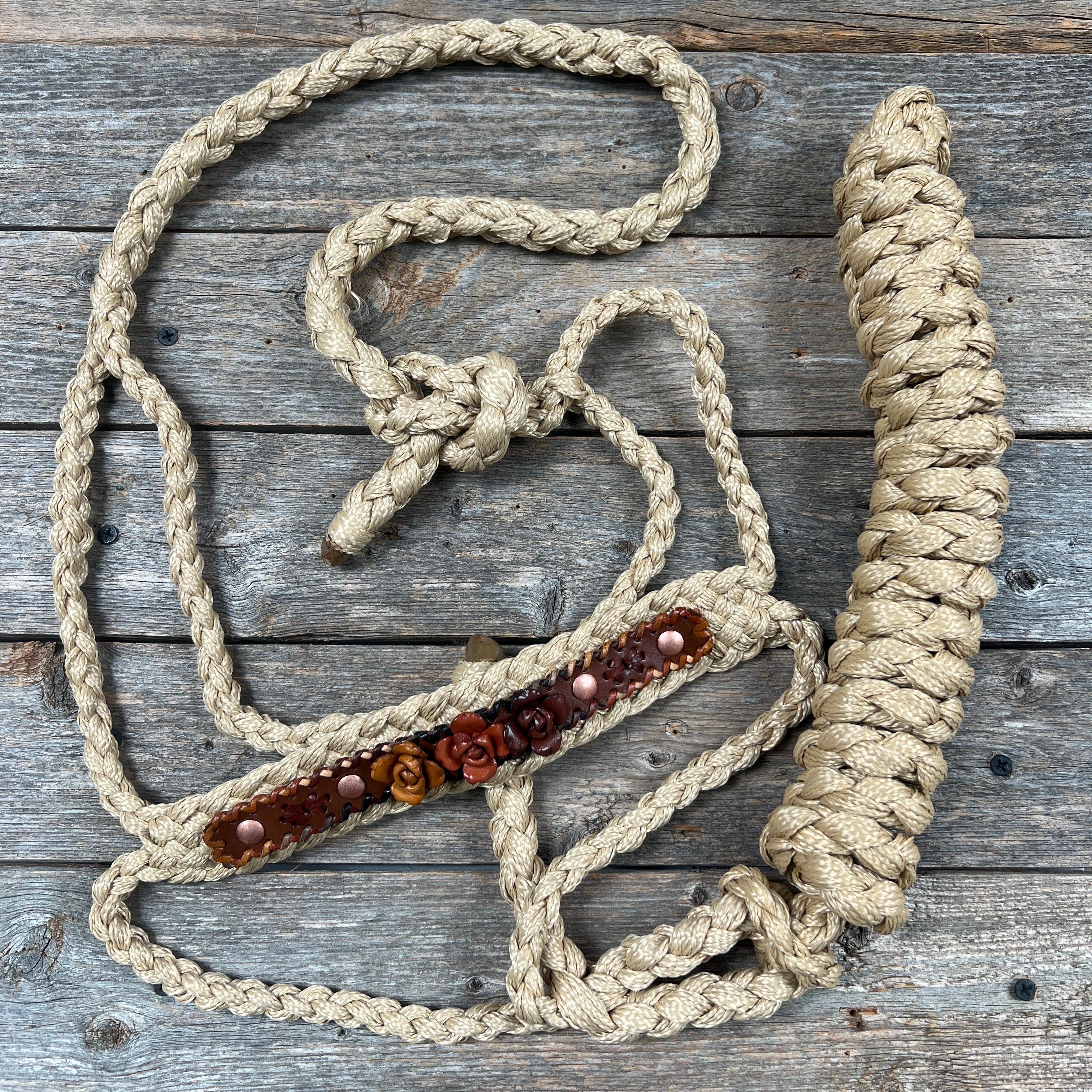 Rose - Tan Mule Tape Rose Halter