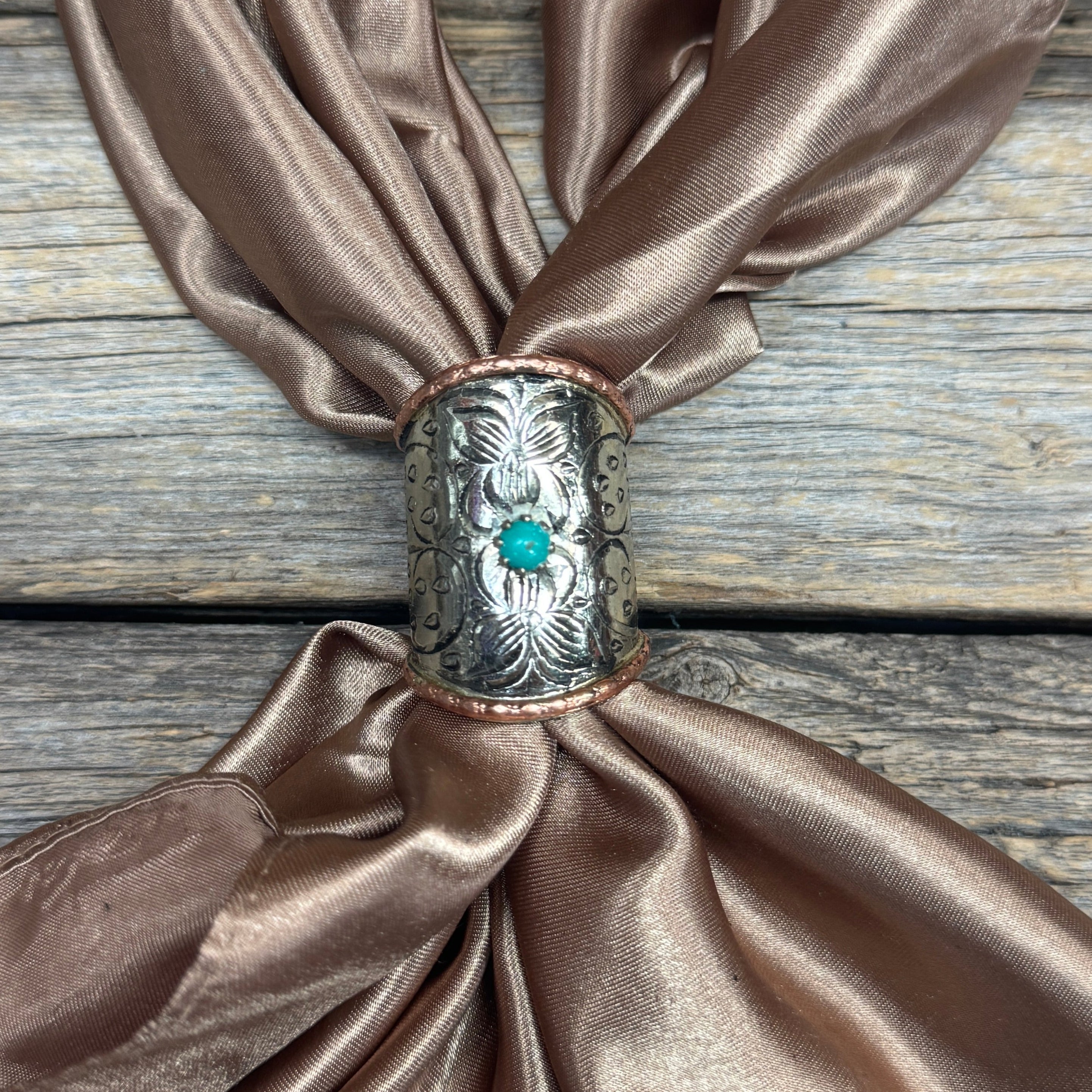 Silver Engraved with Turquoise Wild Rag Slides - Assorted