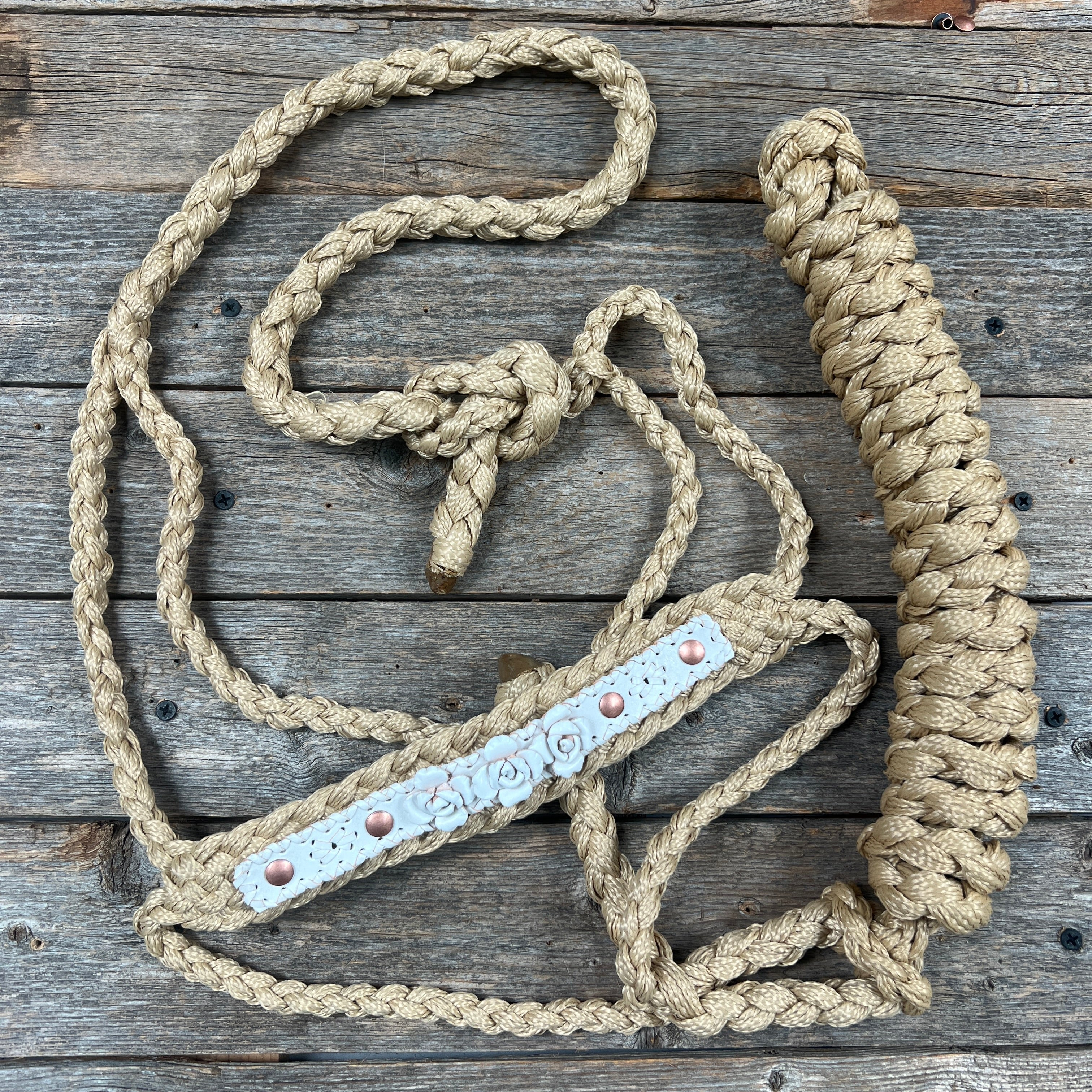 Rose - Tan Mule Tape Rose Halter