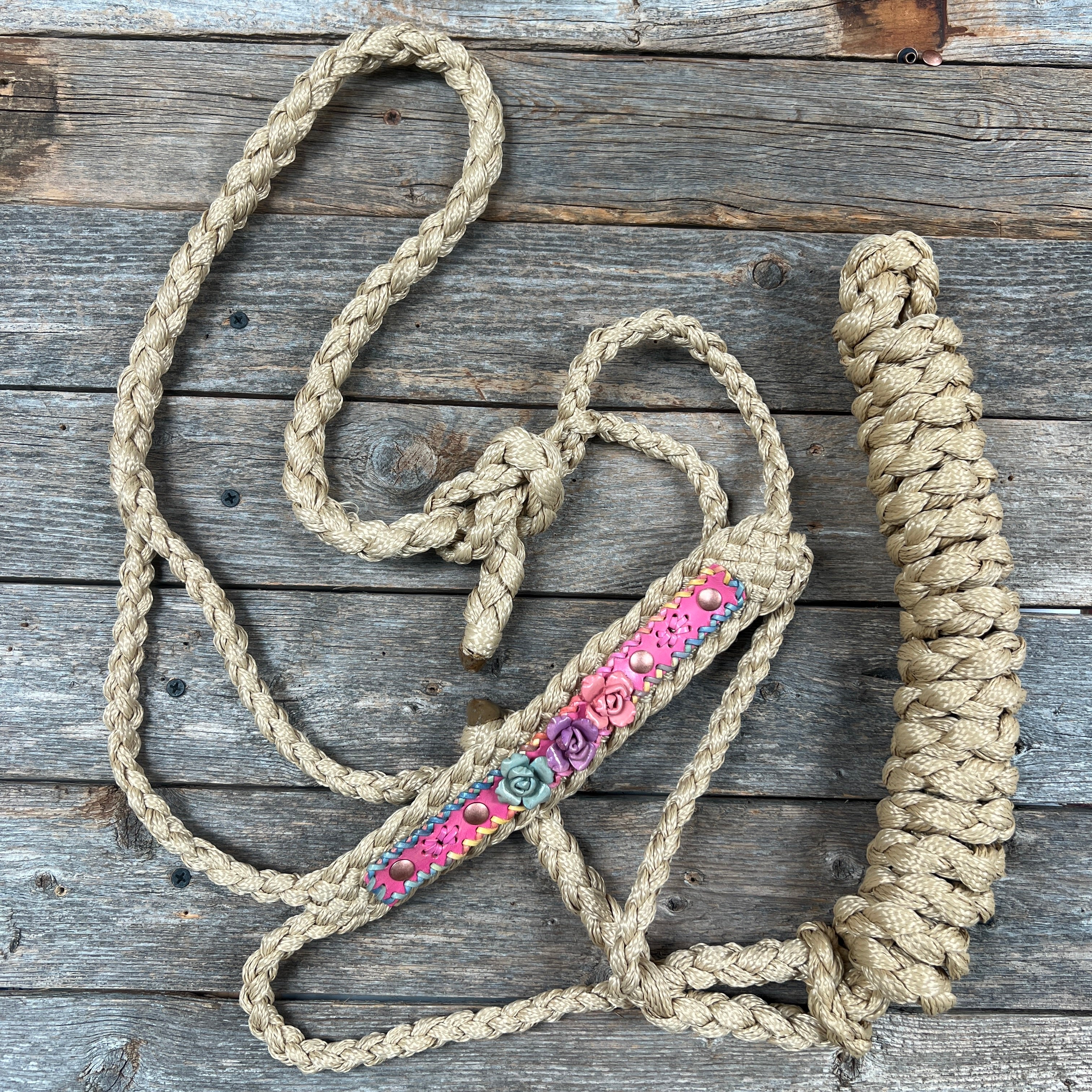 Rose - Tan Mule Tape Rose Halter