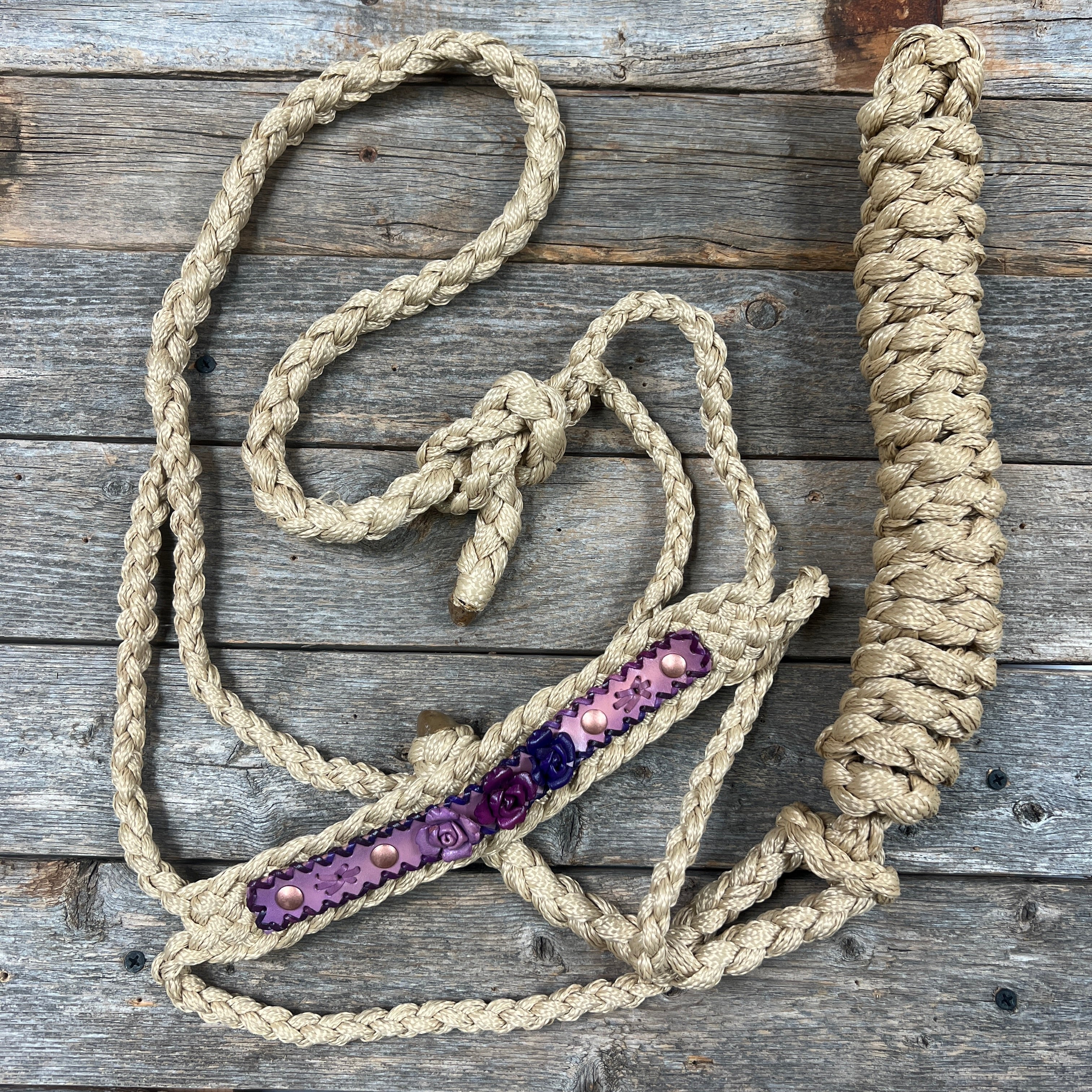 Rose - Tan Mule Tape Rose Halter