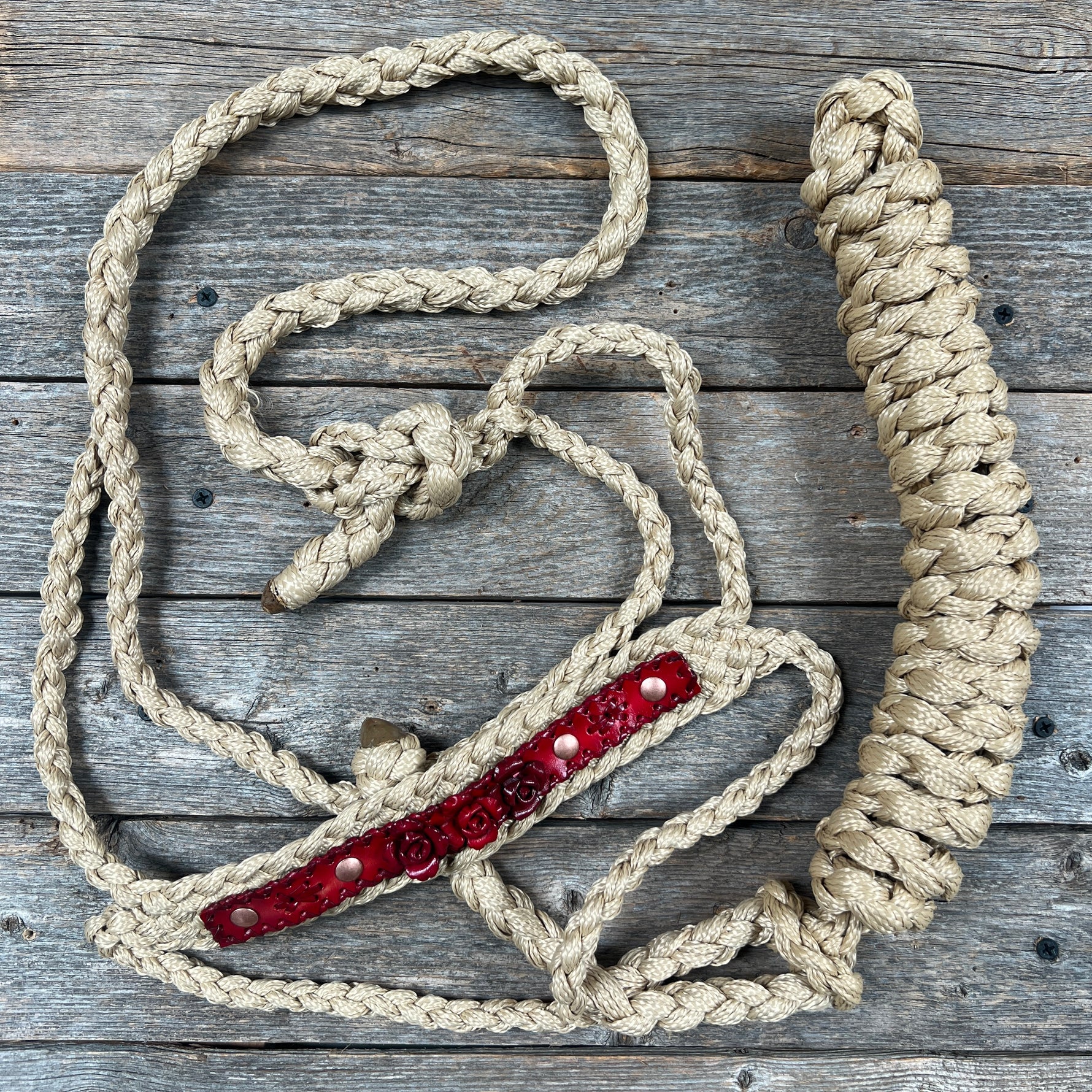 Rose - Tan Mule Tape Rose Halter