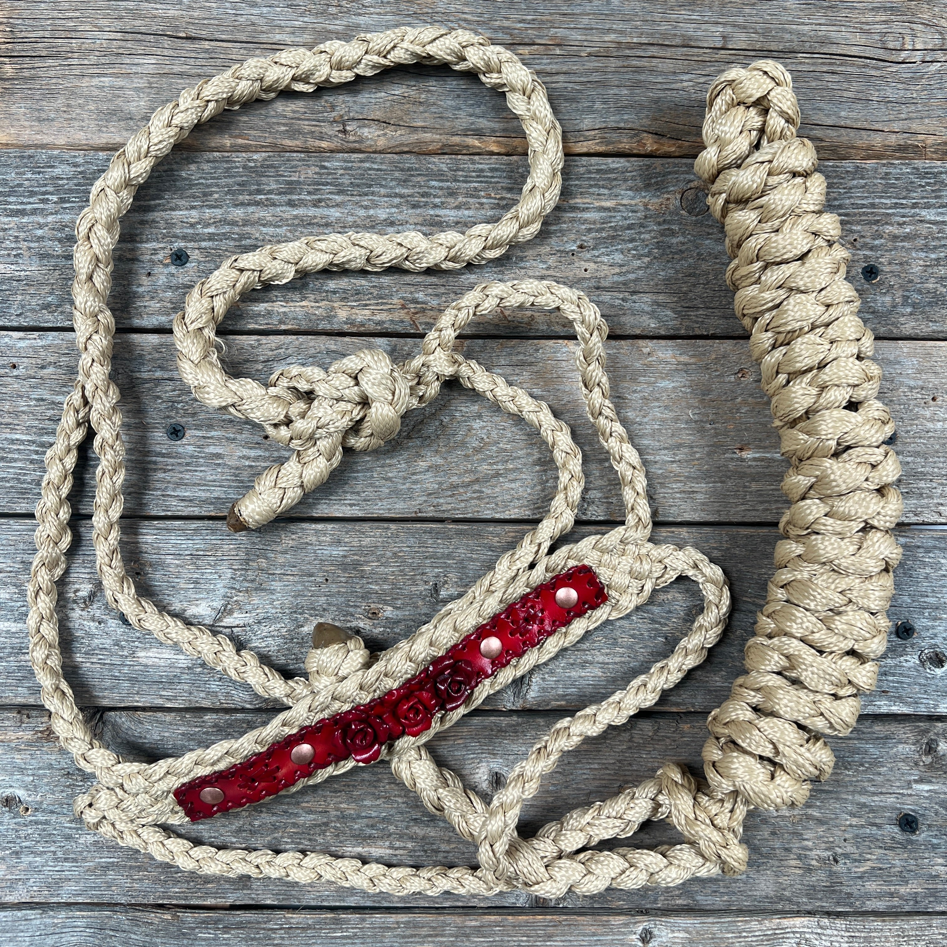 Rose - Tan Mule Tape Rose Halter