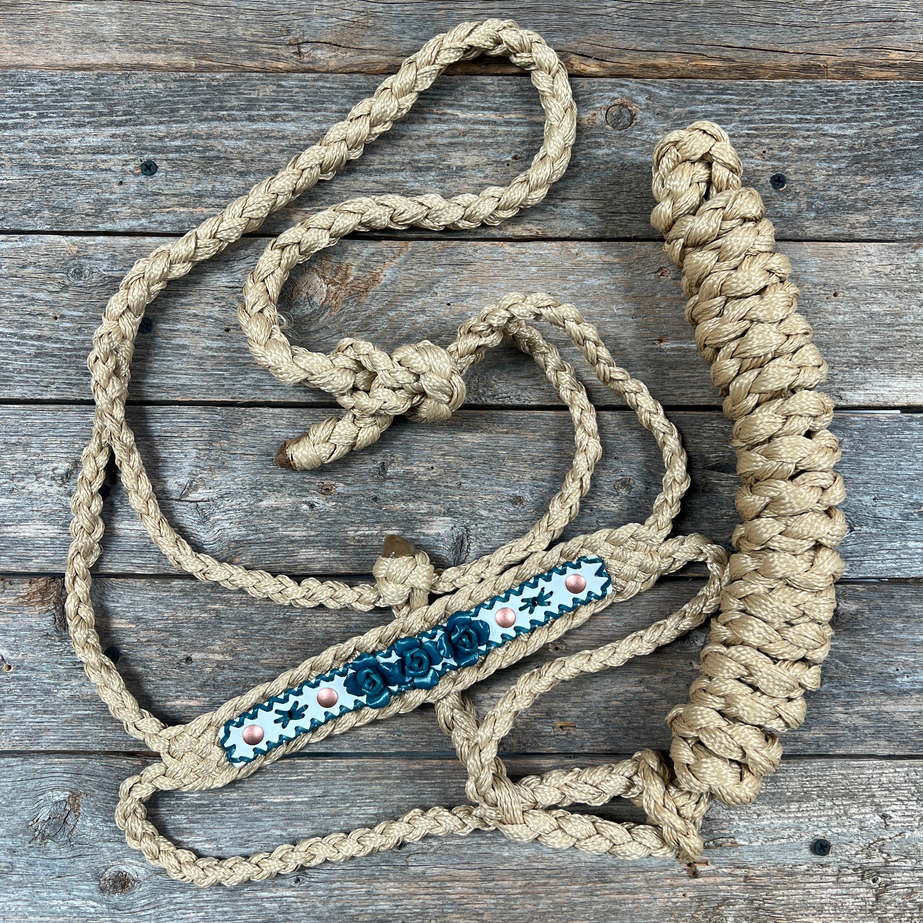 Rose - Tan Mule Tape Rose Halter