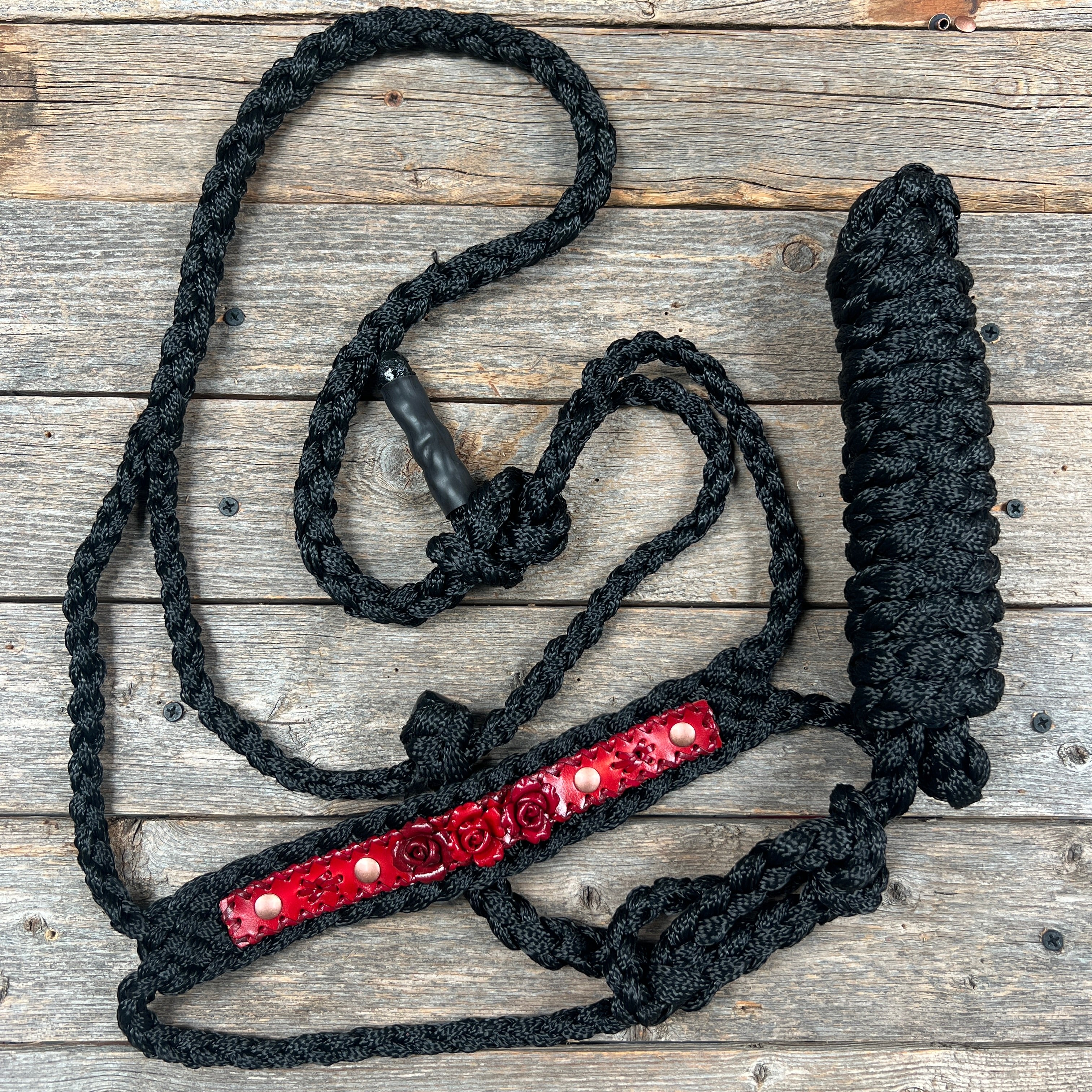 Black Mule Tape Rose Halter