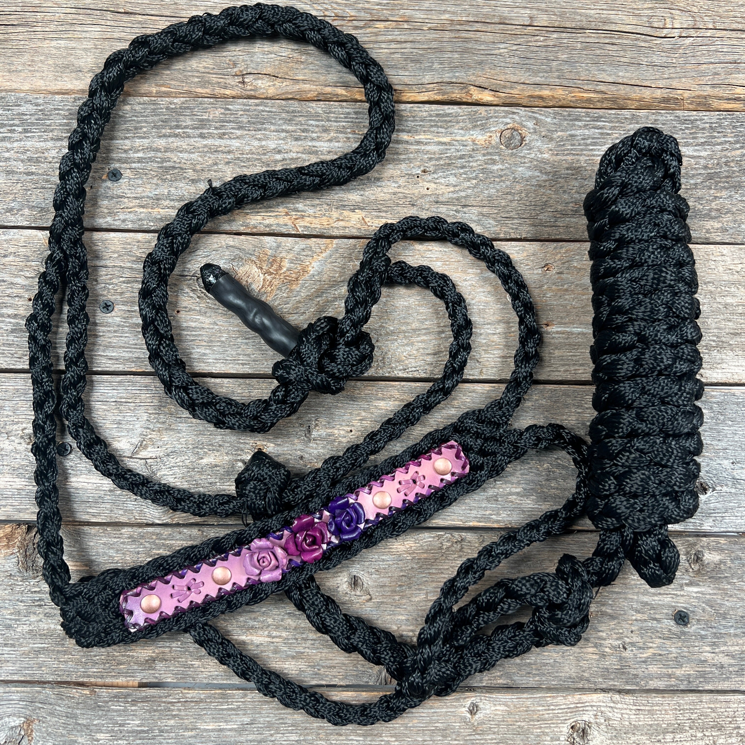 Black Mule Tape Rose Halter