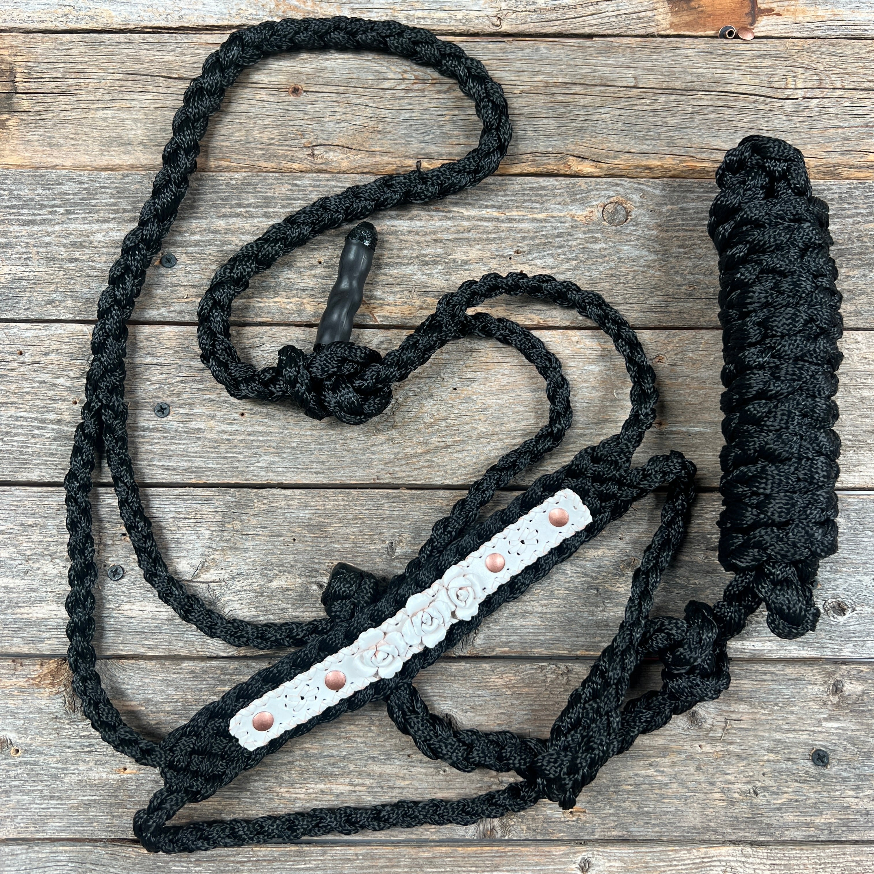 Black Mule Tape Rose Halter