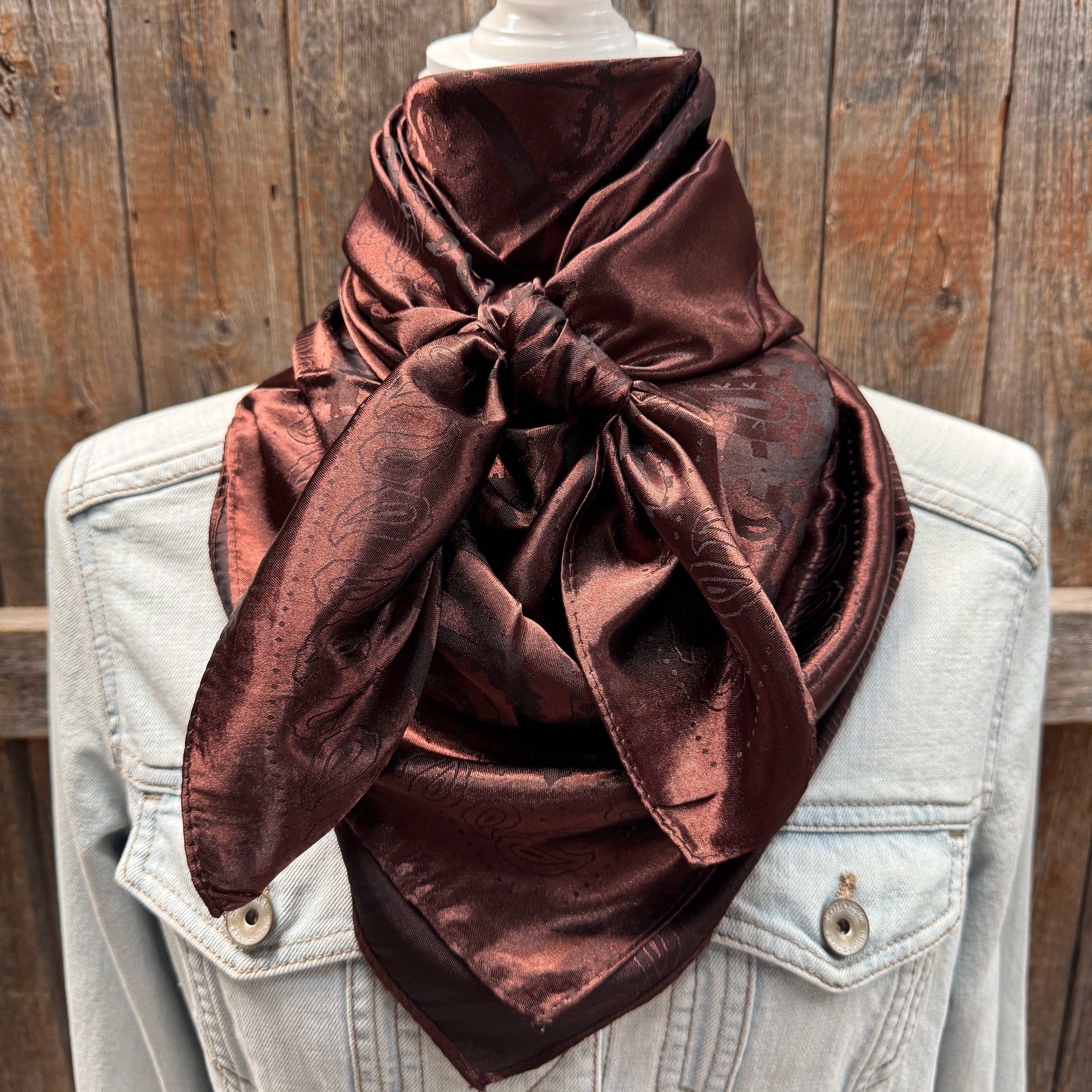 35X35" Brown Jacquard Wild Rag / Scarf WR4002X