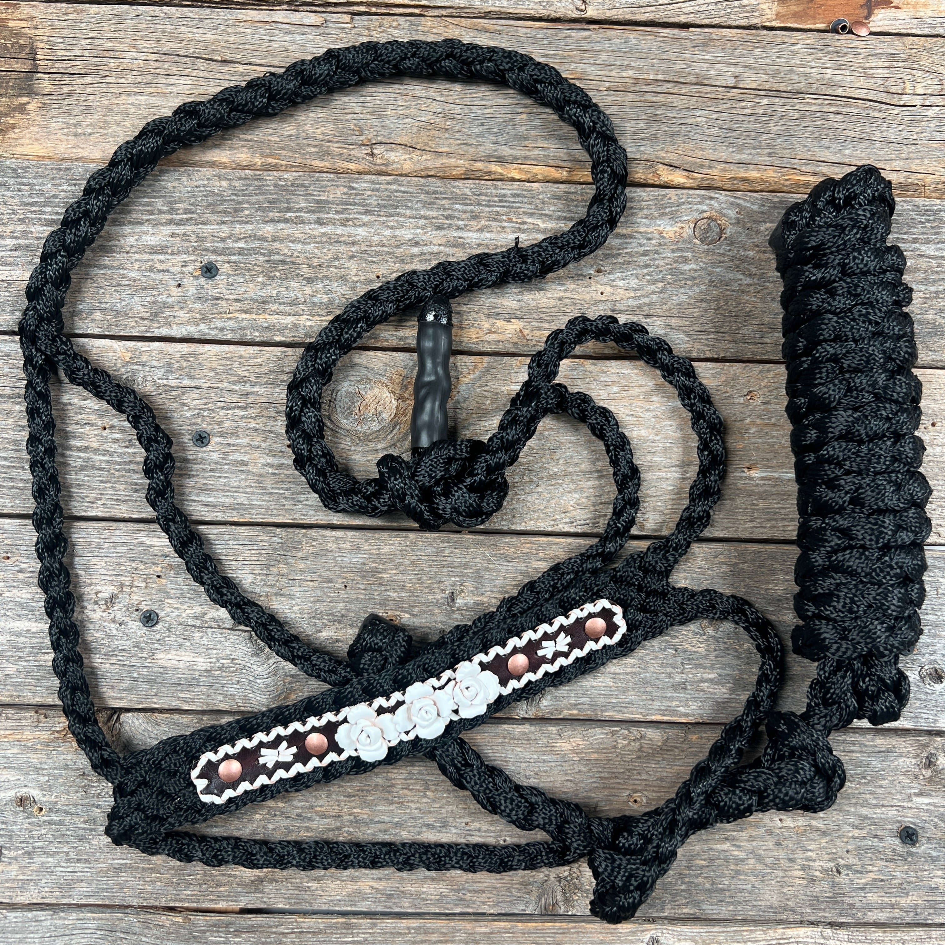 Black Mule Tape Rose Halter
