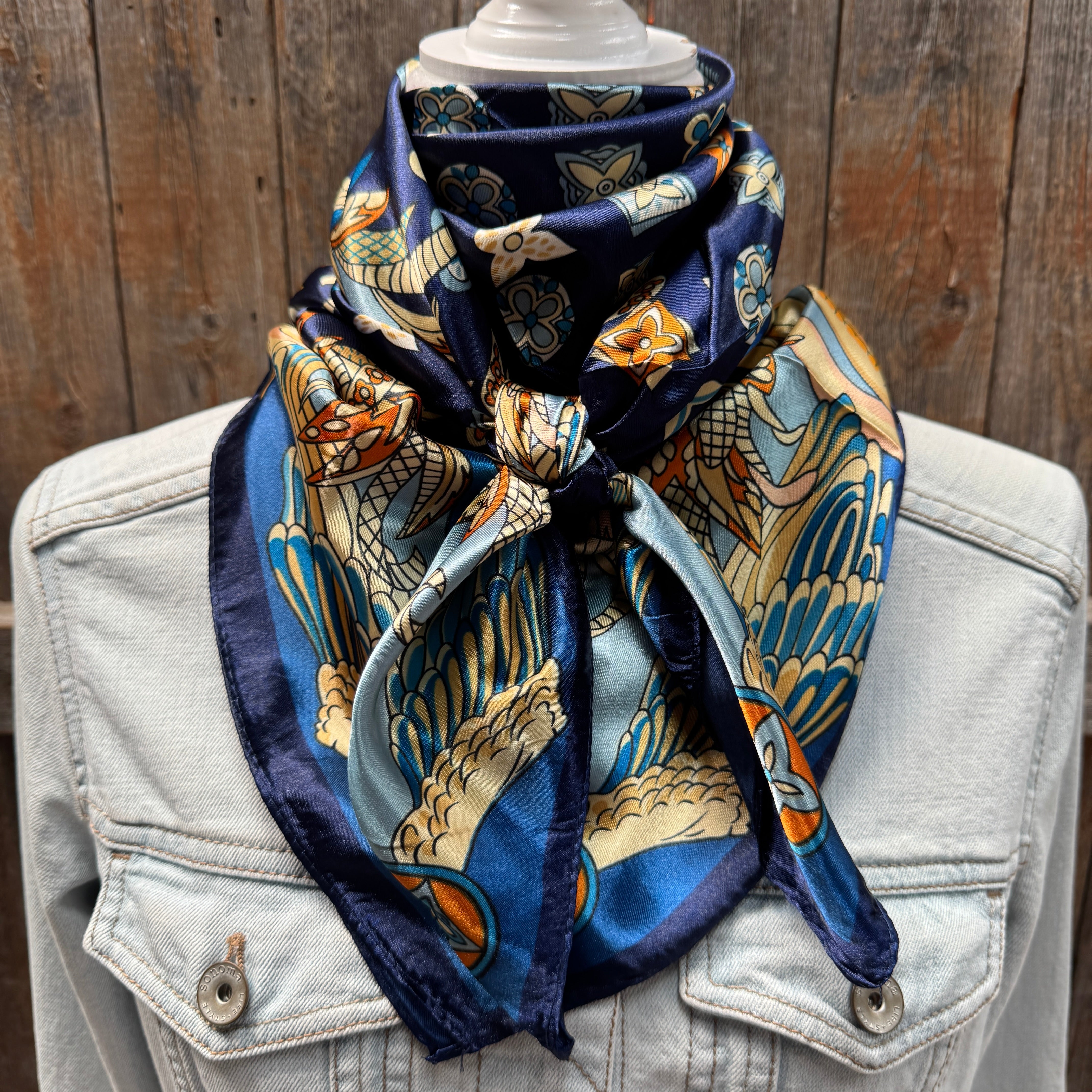 35X35"  Blue Multi-Floral Wild Rag / Scarf WR914X