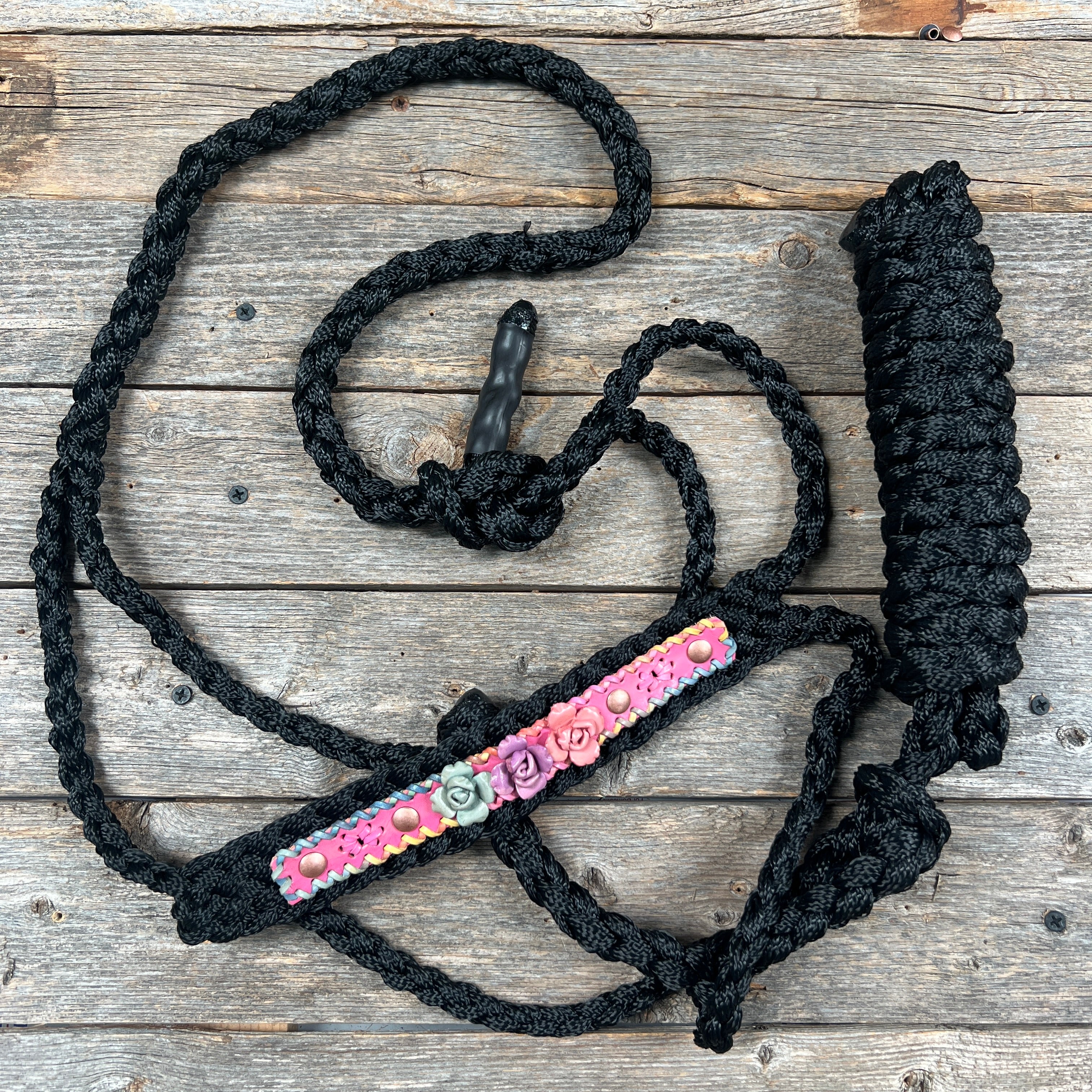 Black Mule Tape Rose Halter