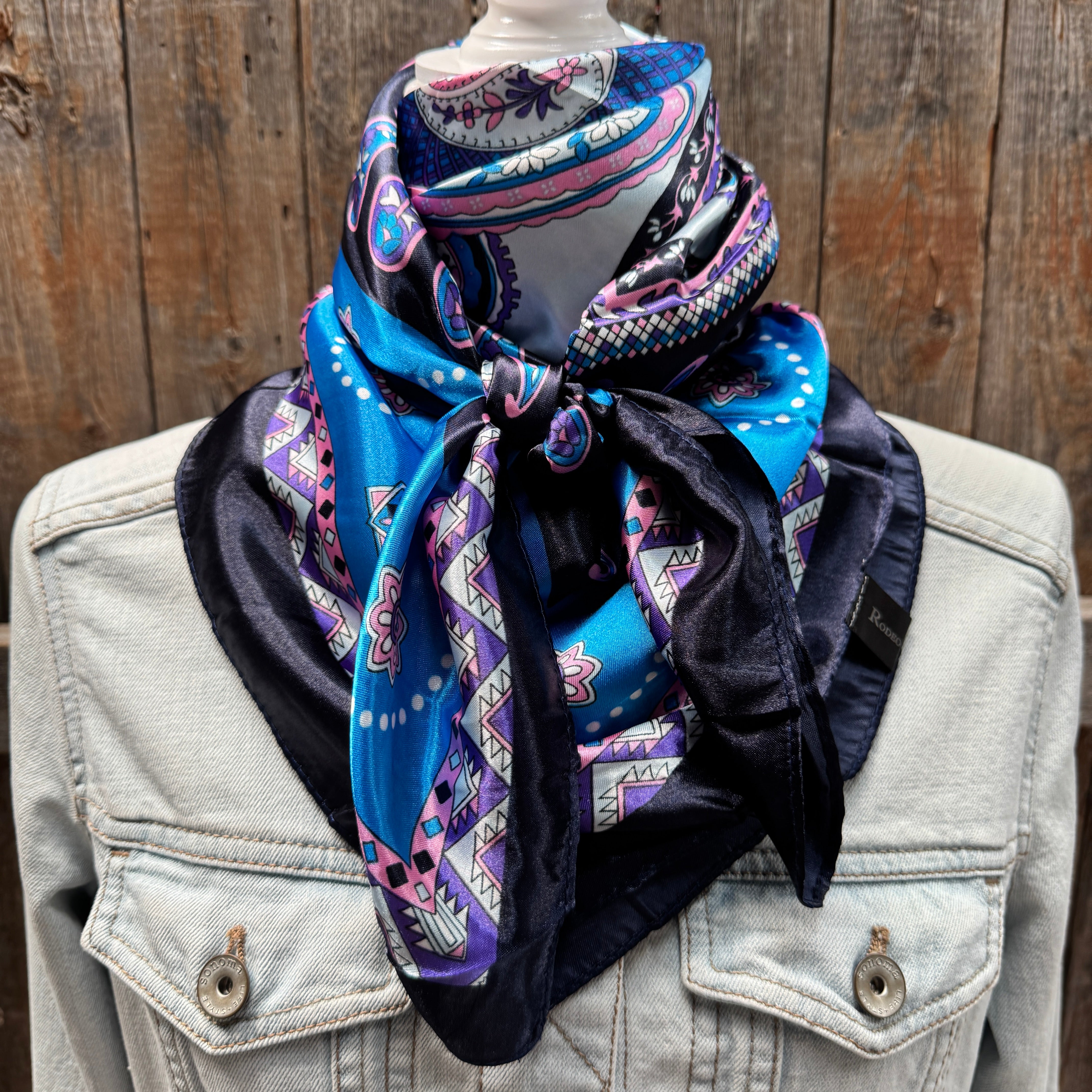35X35"  Blue/Pink/Purple Paisley Wild Rag / Scarf WR3406X