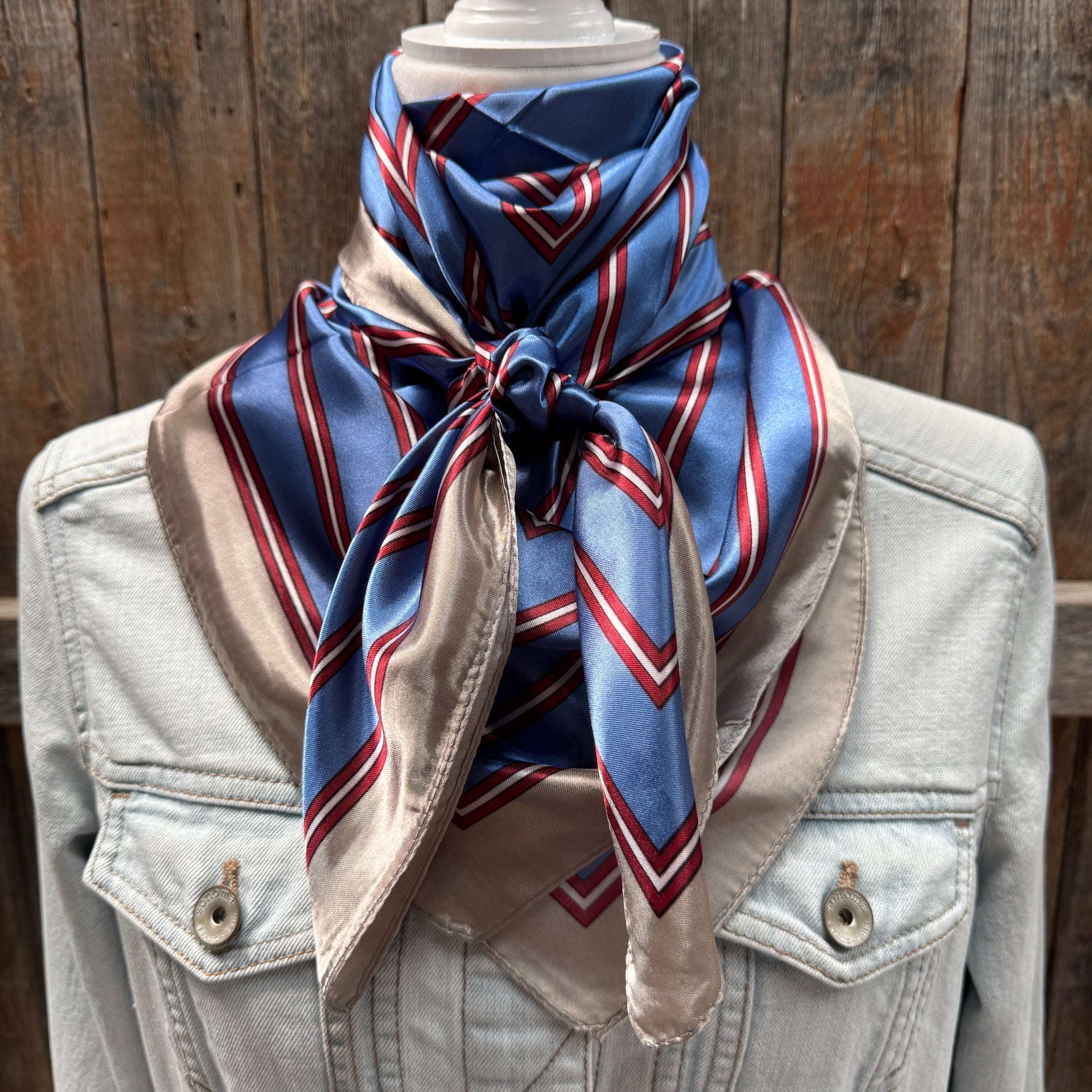 35X35" Blue and Burgundy Stripes Wild Rag / Scarf WR547