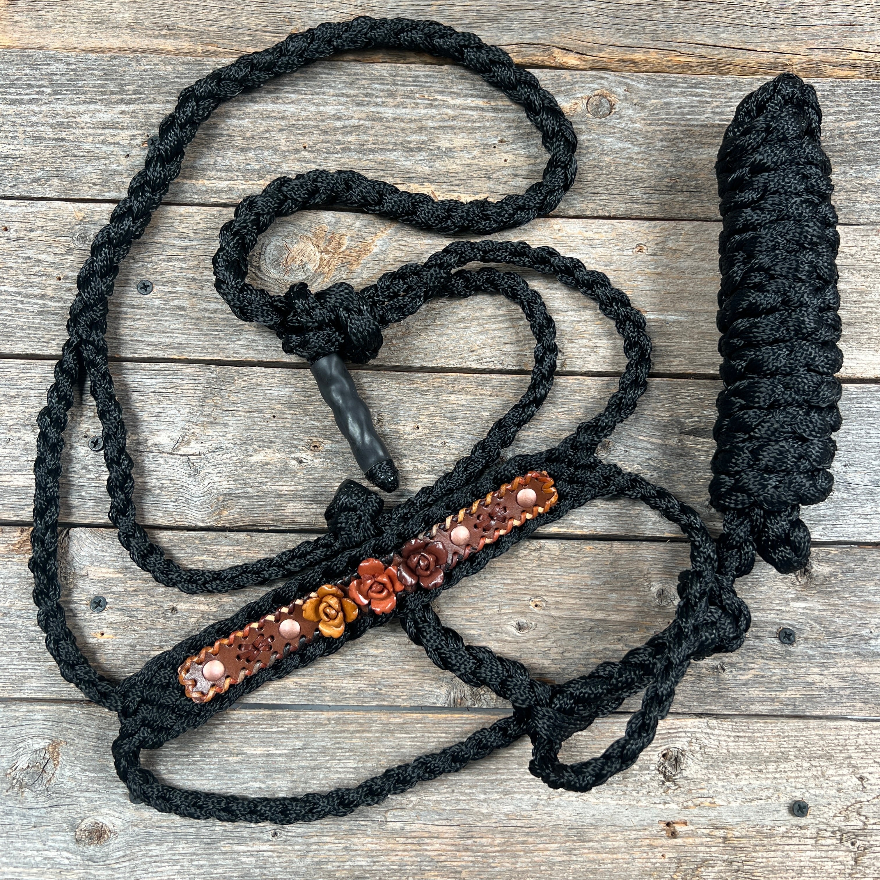 Black Mule Tape Rose Halter