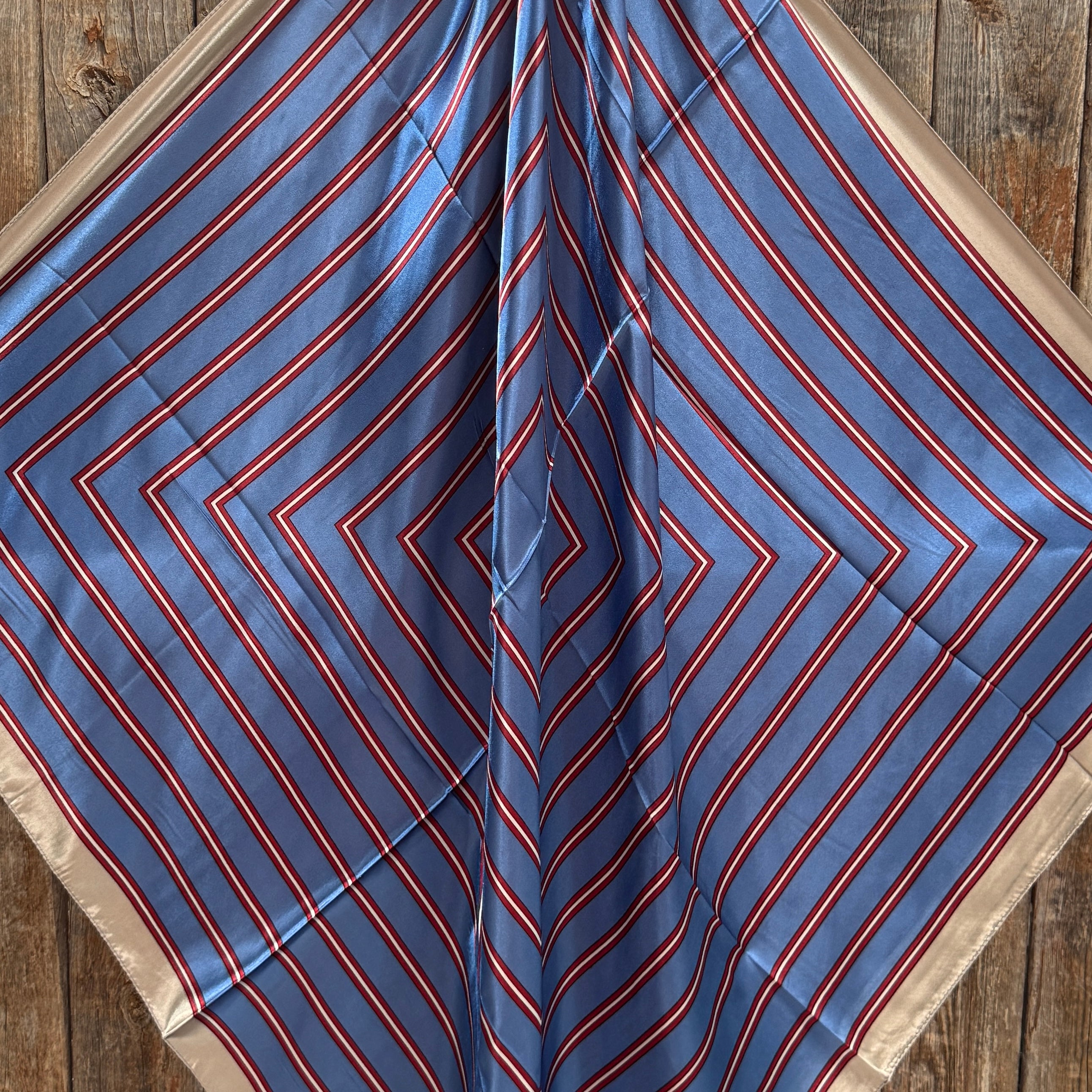 35X35" Blue and Burgundy Stripes Wild Rag / Scarf WR547