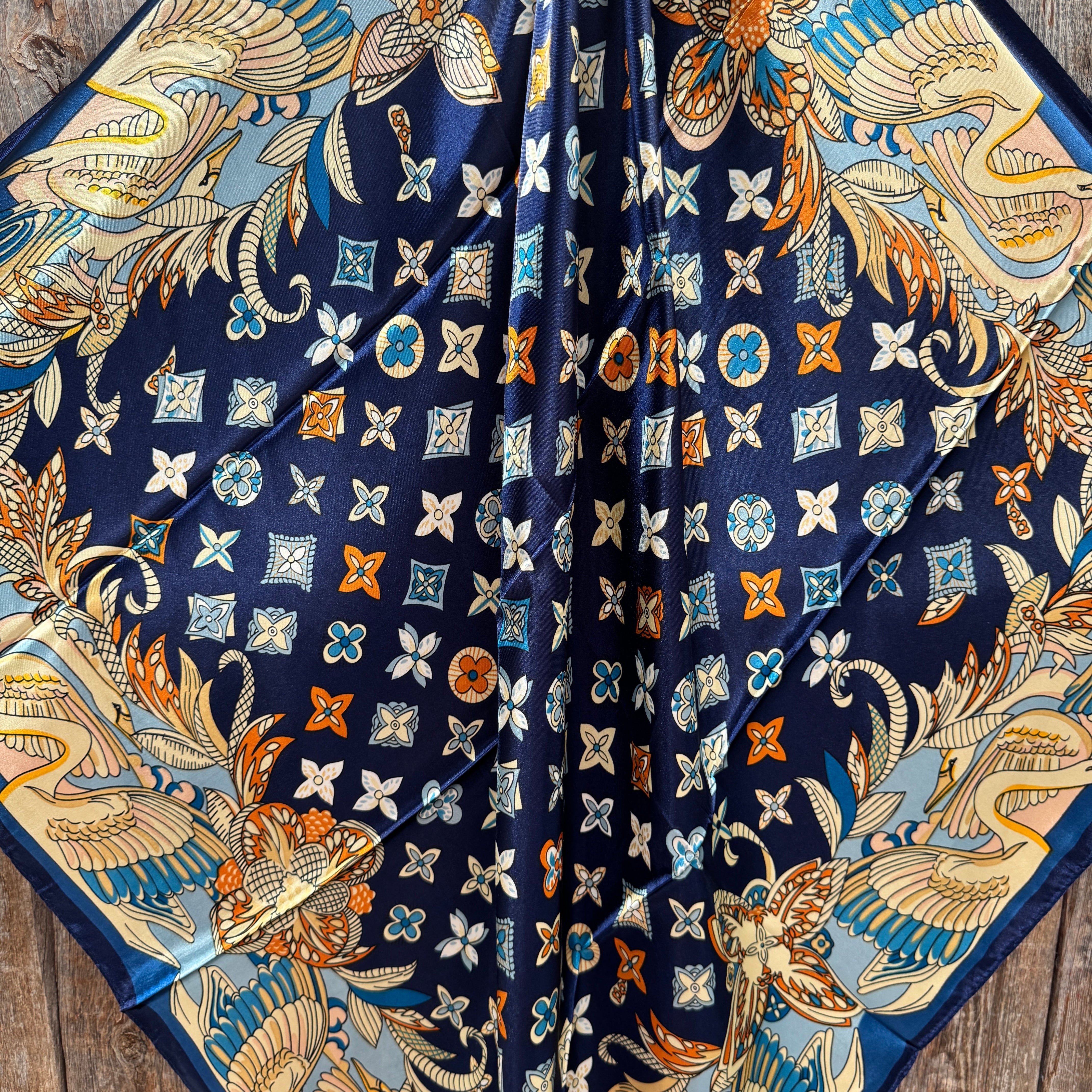 35X35"  Blue Multi-Floral Wild Rag / Scarf WR914X