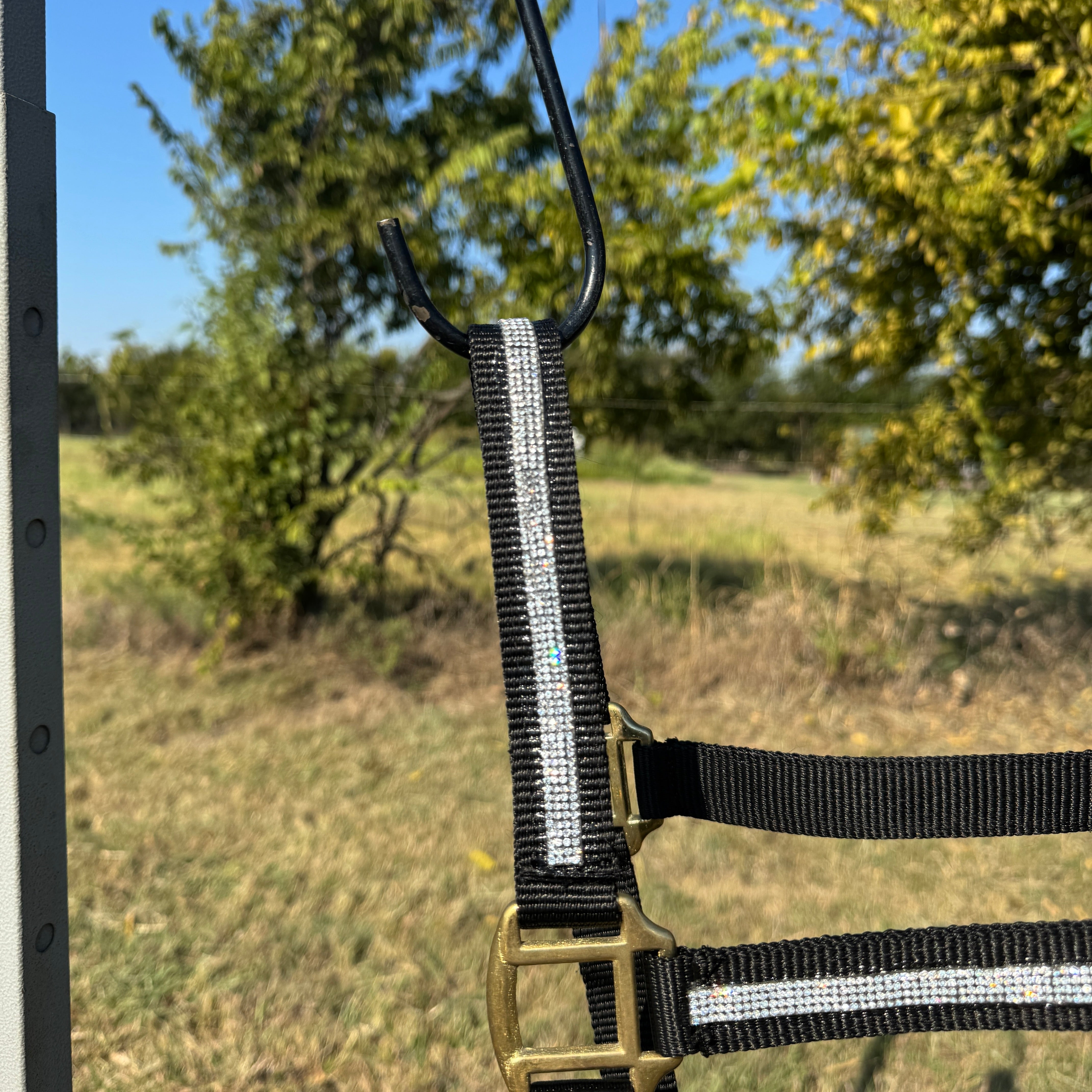 Black Bling Nylon Horse Halter BNHBLK