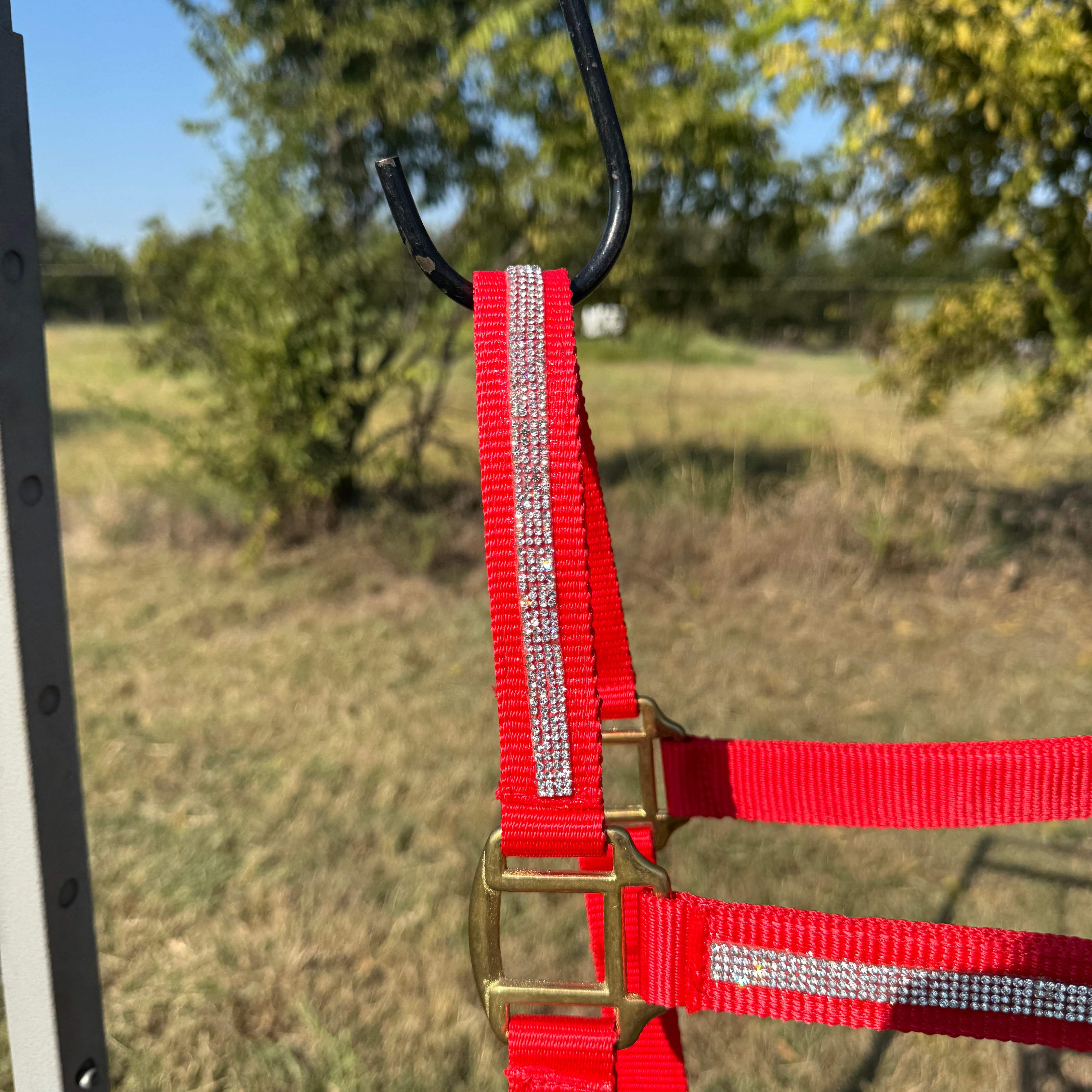 Red Bling Nylon Horse Halter BNHRED