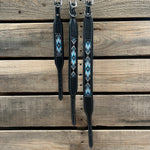 Tooled Light Blue Genuine Leather Beaded Dog Collar #DC441
