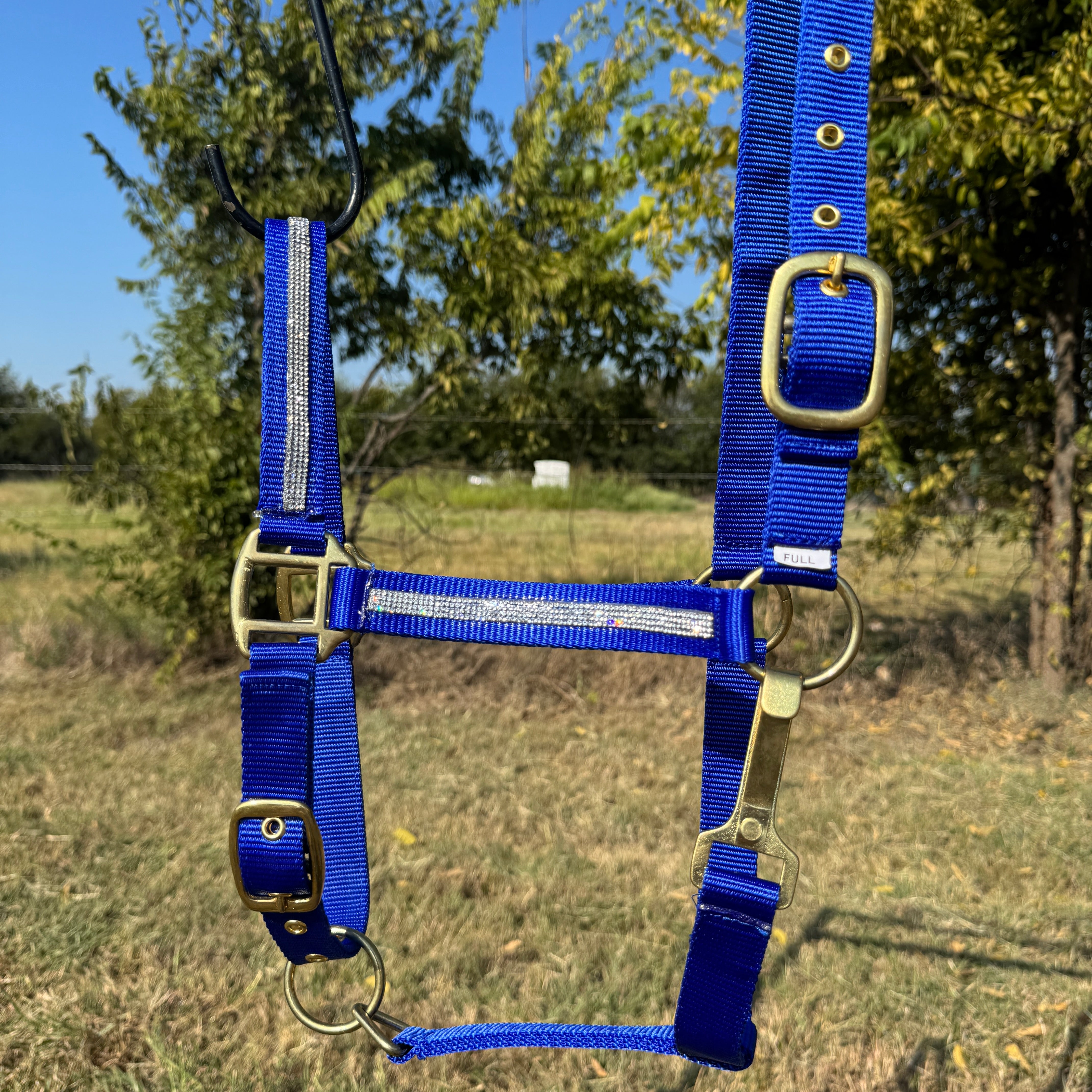 Blue Bling Nylon Horse Halter BNHBLUE