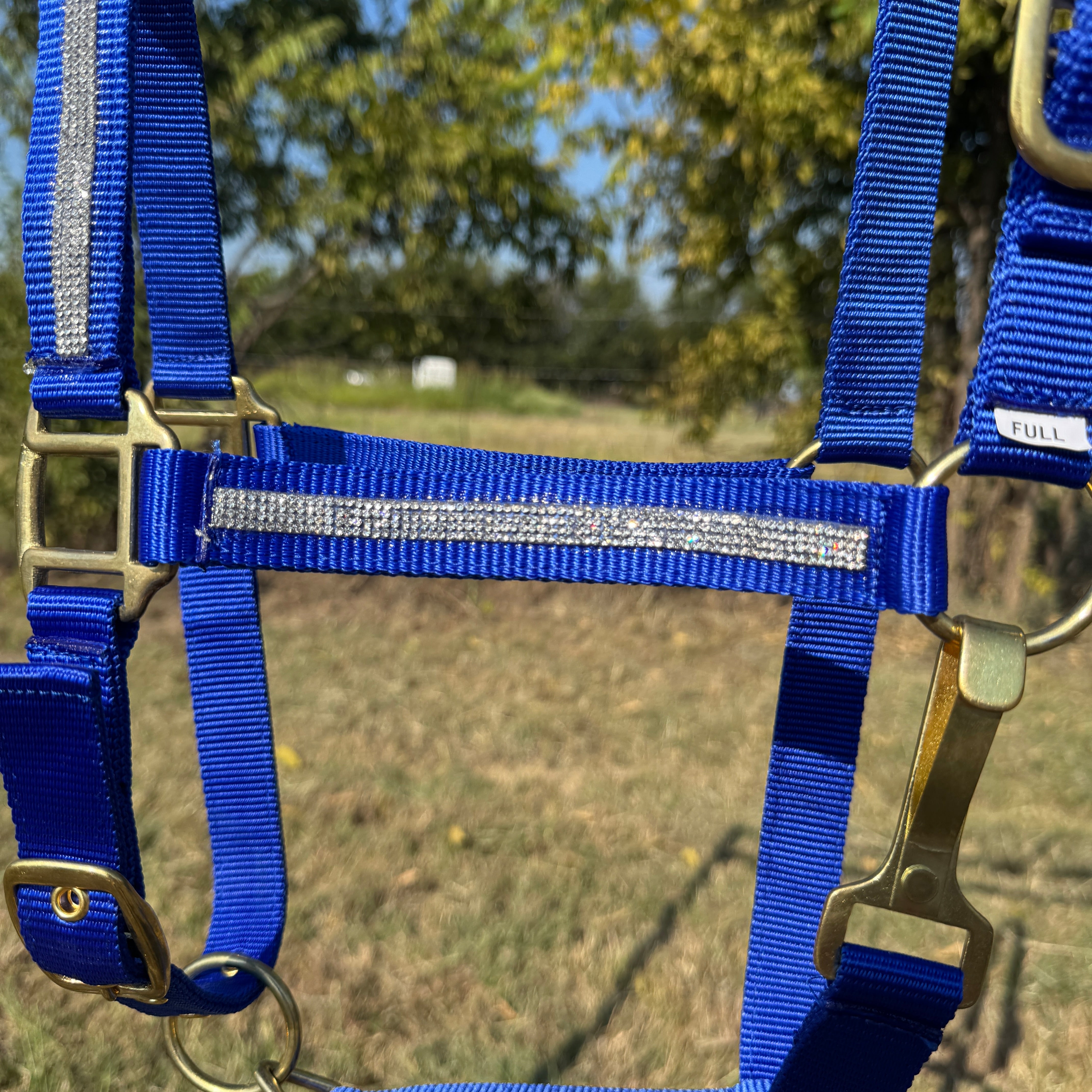 Blue Bling Nylon Horse Halter BNHBLUE