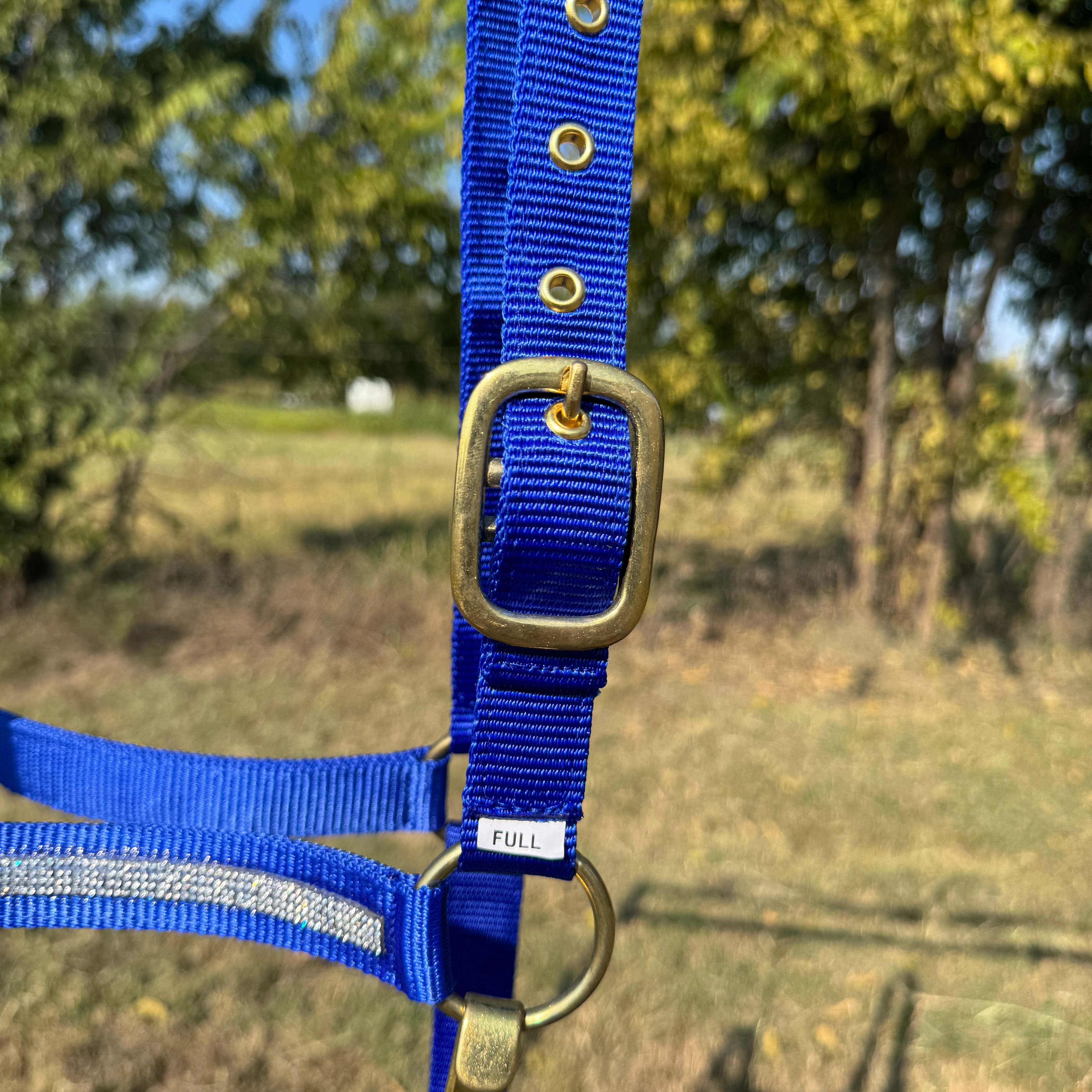 Blue Bling Nylon Horse Halter BNHBLUE