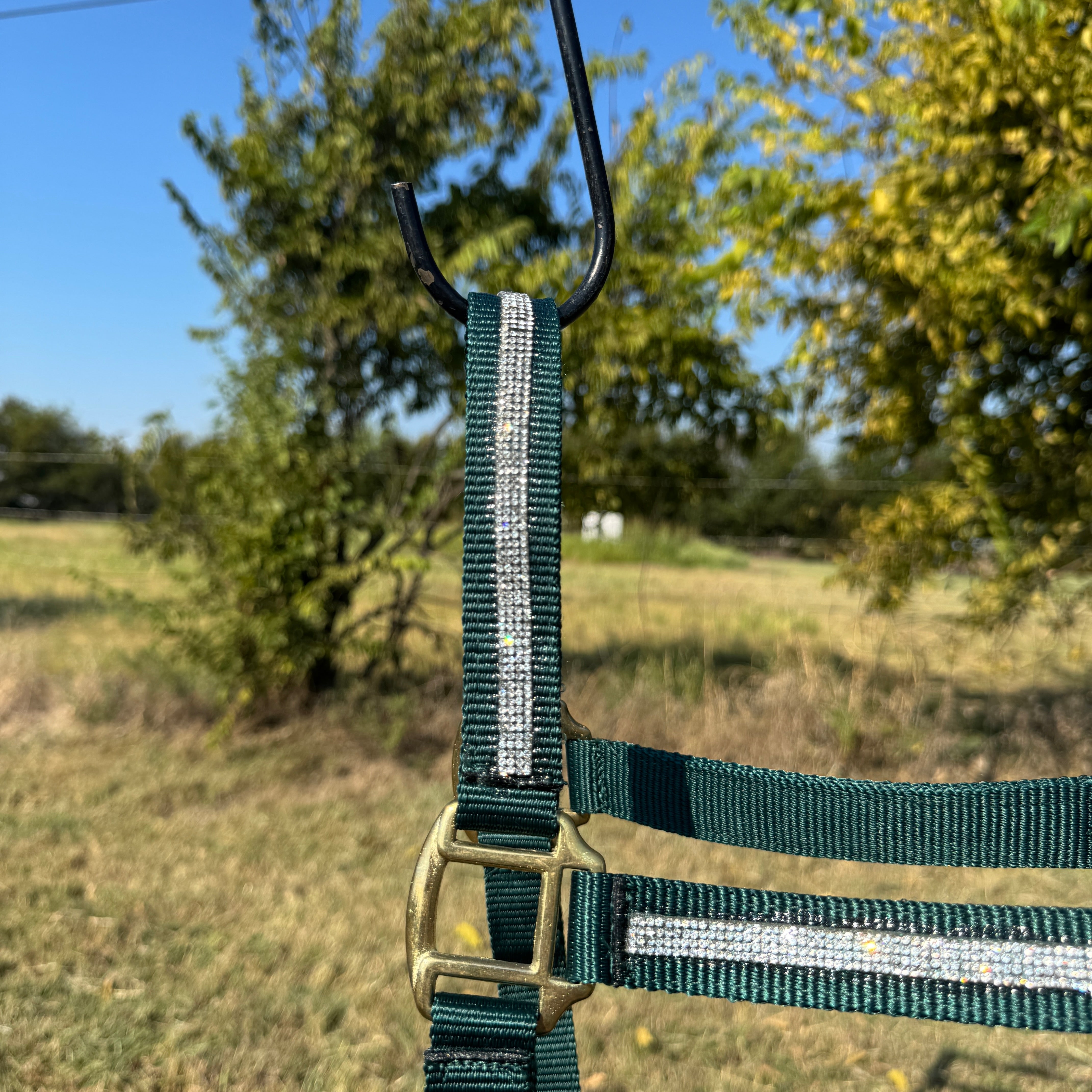 Hunter Green Bling Nylon Horse Halter BNHGRN
