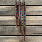Tooled Red and Purple Genuine Leather Beaded Dog Collar #DC437