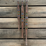 Tooled Yellow Genuine Leather Beaded Dog Collar #DC436