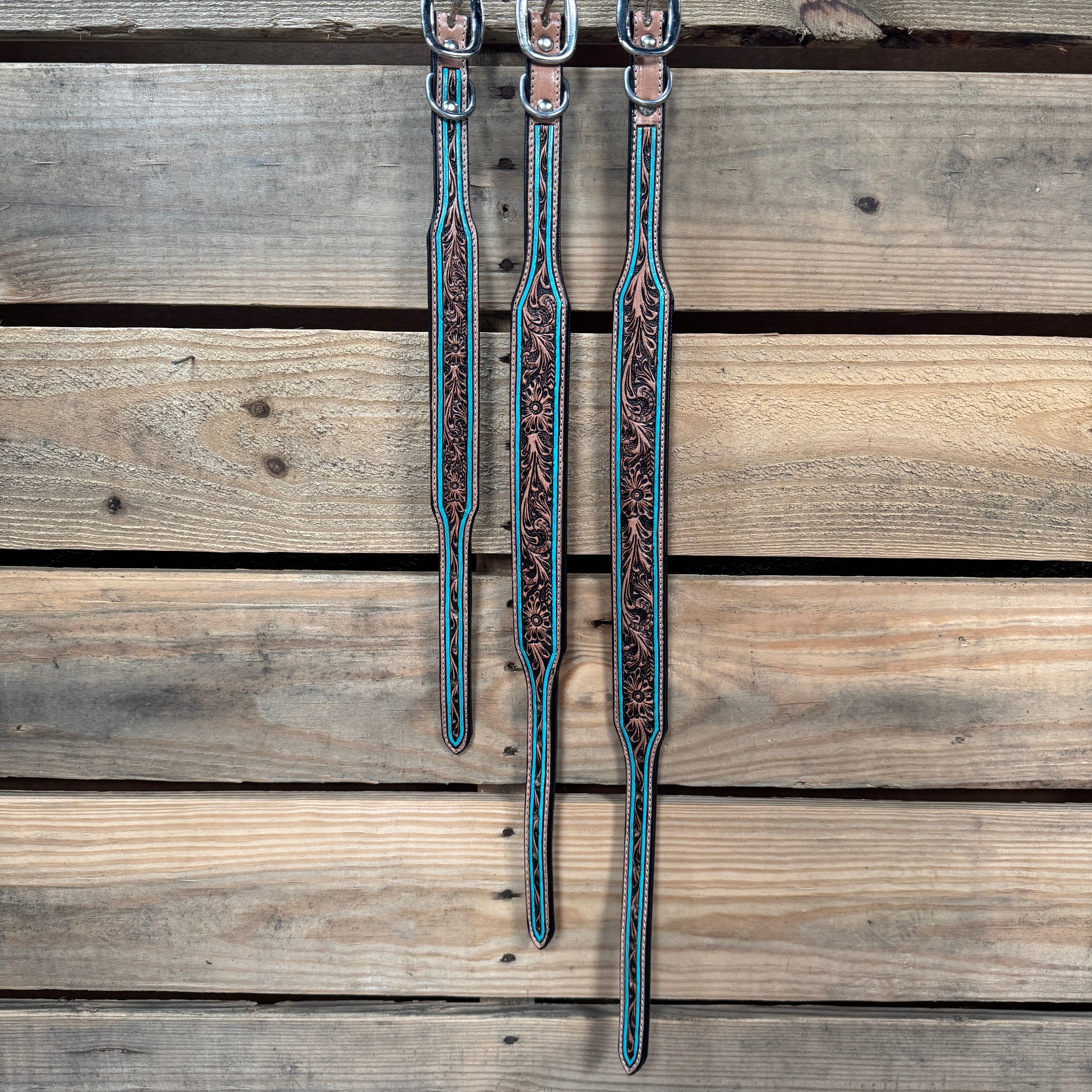 Turquoise Floral Padded Dog Collar #FKDC1