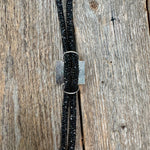 Black Rhinestone Bolo Tie with Turquoise Slide (W237)