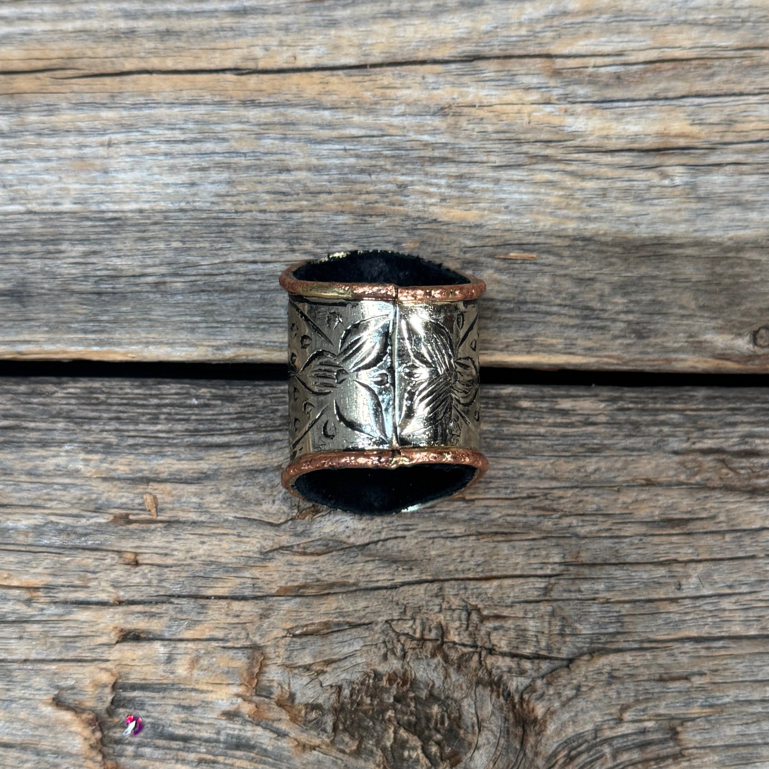 Silver Engraved Small Flower with Turquoise Wild Rag Slide #PS101