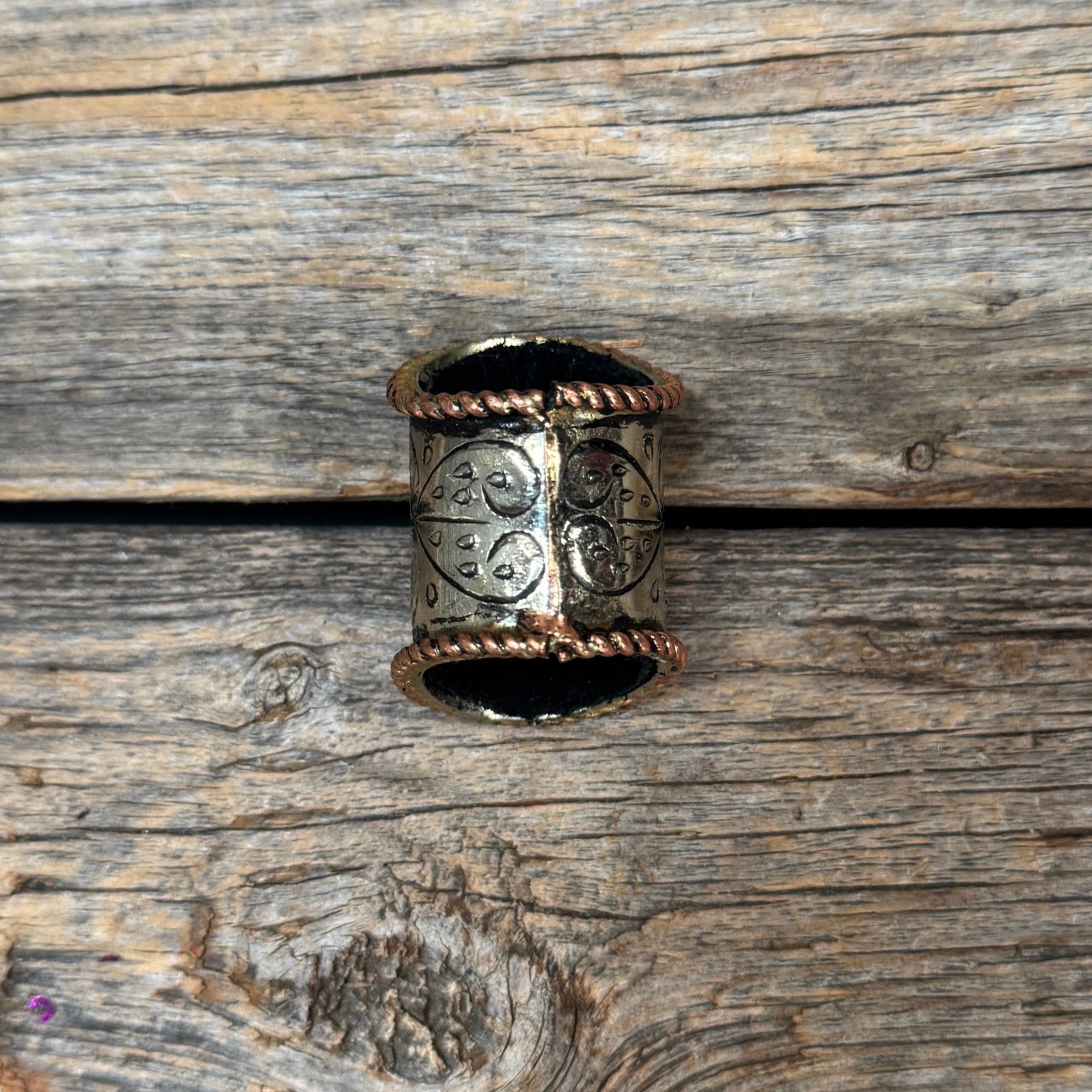 Silver Engraved Large Flower with Turquoise Wild Rag Slide #PS105