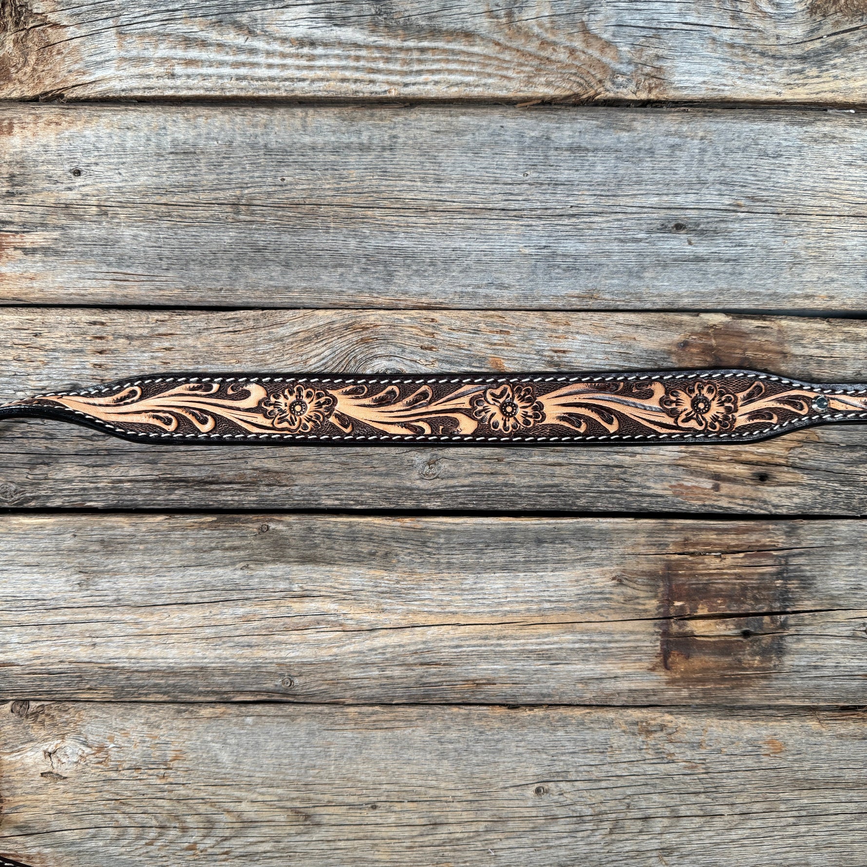 Floral Tooled Genuine Leather leash 4' x 1.25"wide