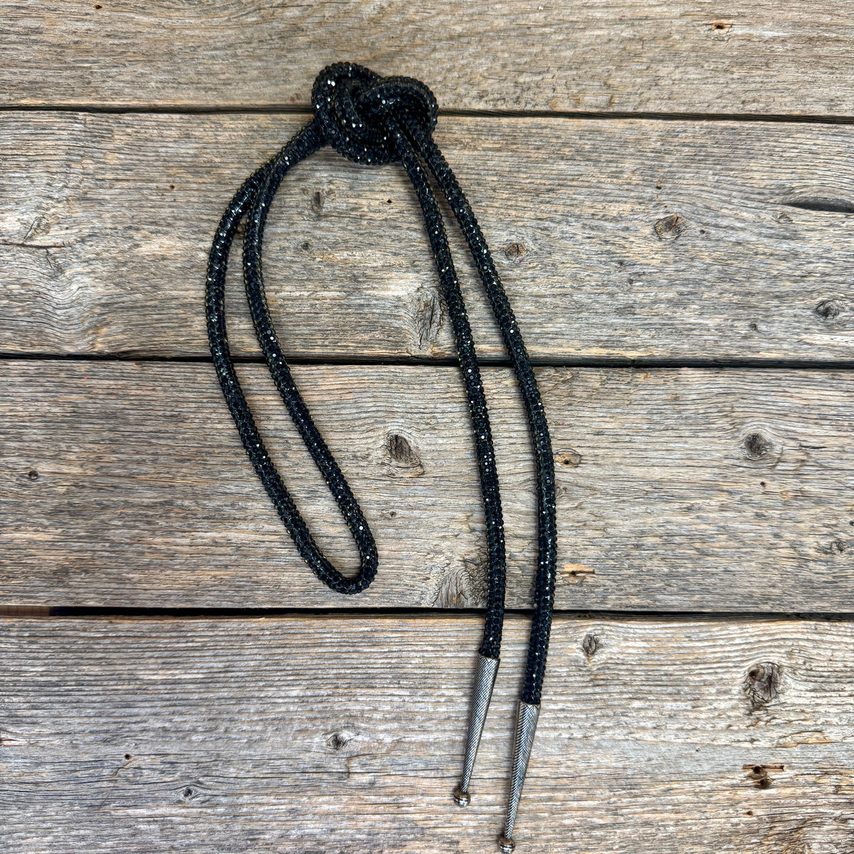 Black Rhinestone Western Bolo Tie #BT119
