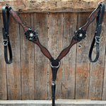Teal Diamond Turquoise and Clear One Ear - Breastcollar Tack Set #OEBC452