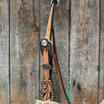 Floral Whipstitch Champagne and Clear Browband - Triangle / Gladiator Breastcollar Tack Set #BBBC462
