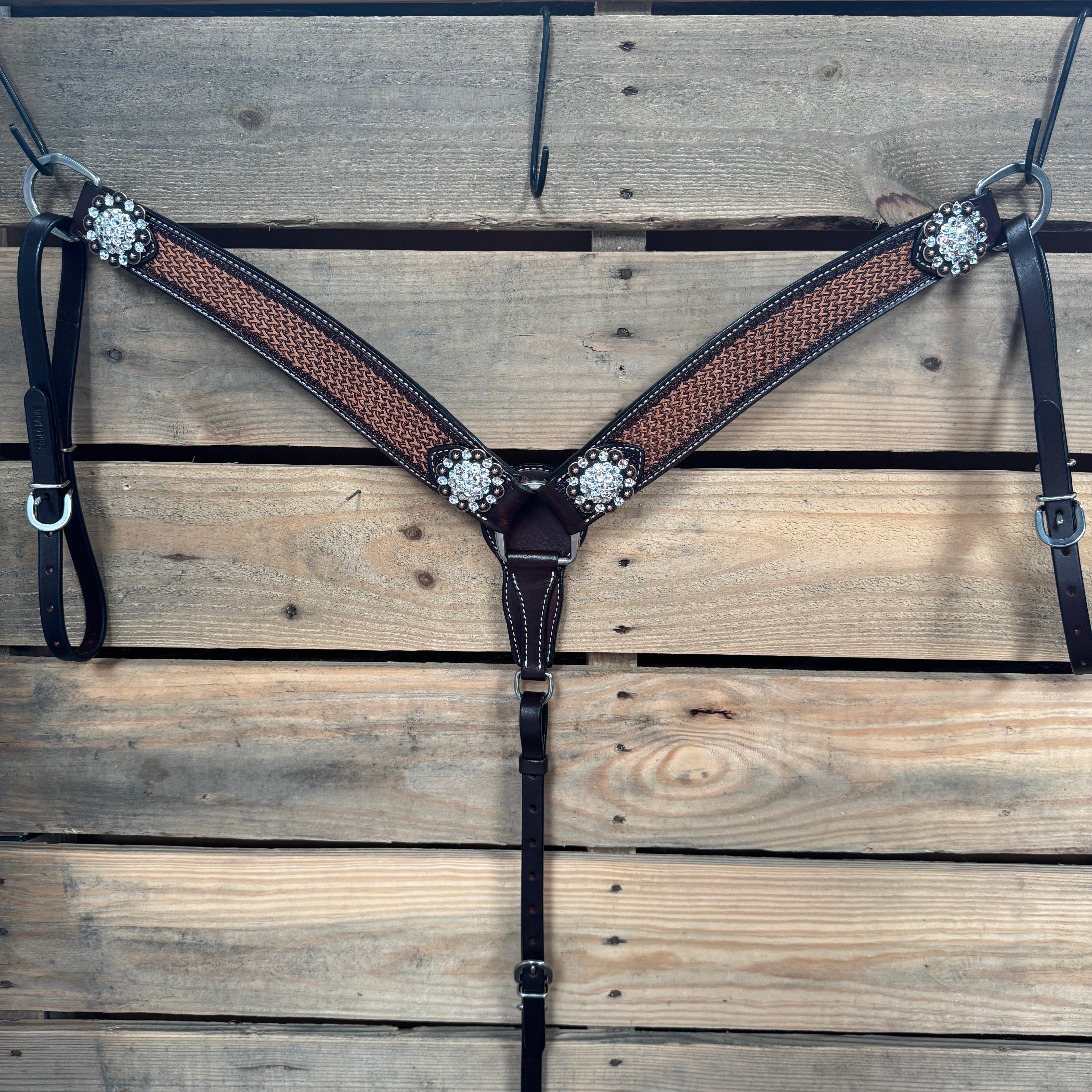 Foxtail Clear One Ear Headstall & Breastcollar Tack Set #BBBC467