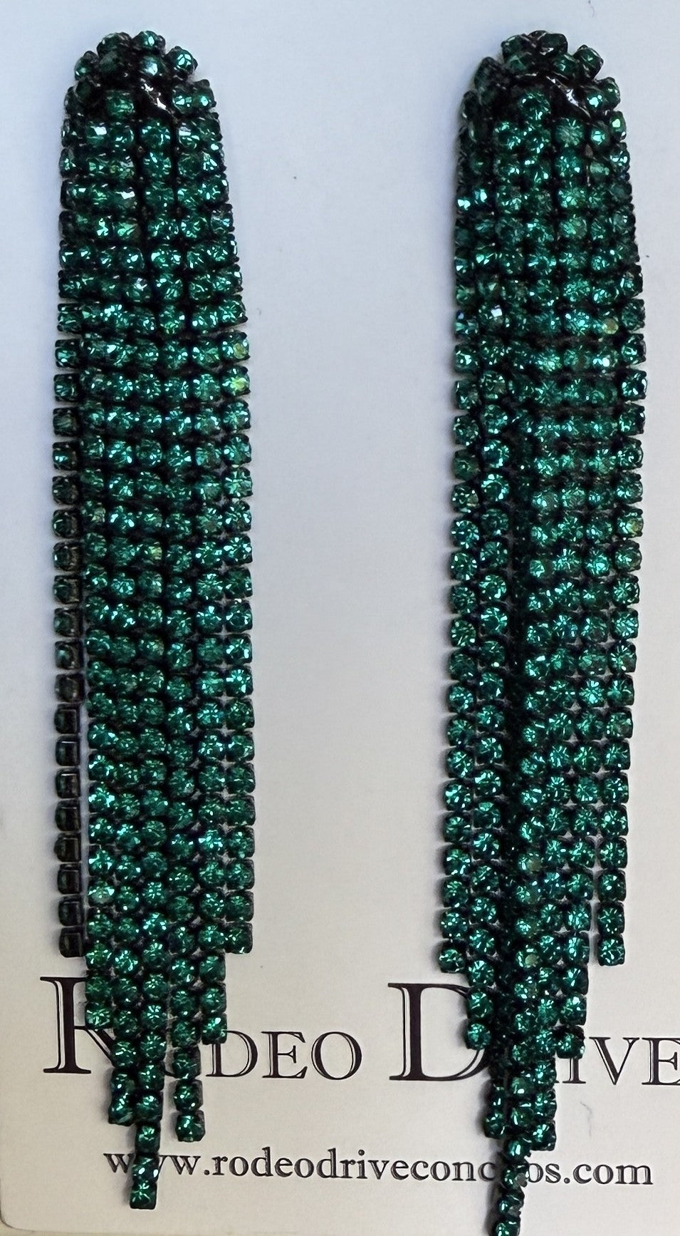 Green Western Boho Rhinestone Dangle Fashion Earrings