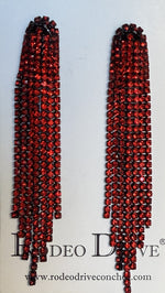 Red Western Boho Rhinestone Dangle Fashion Earrings