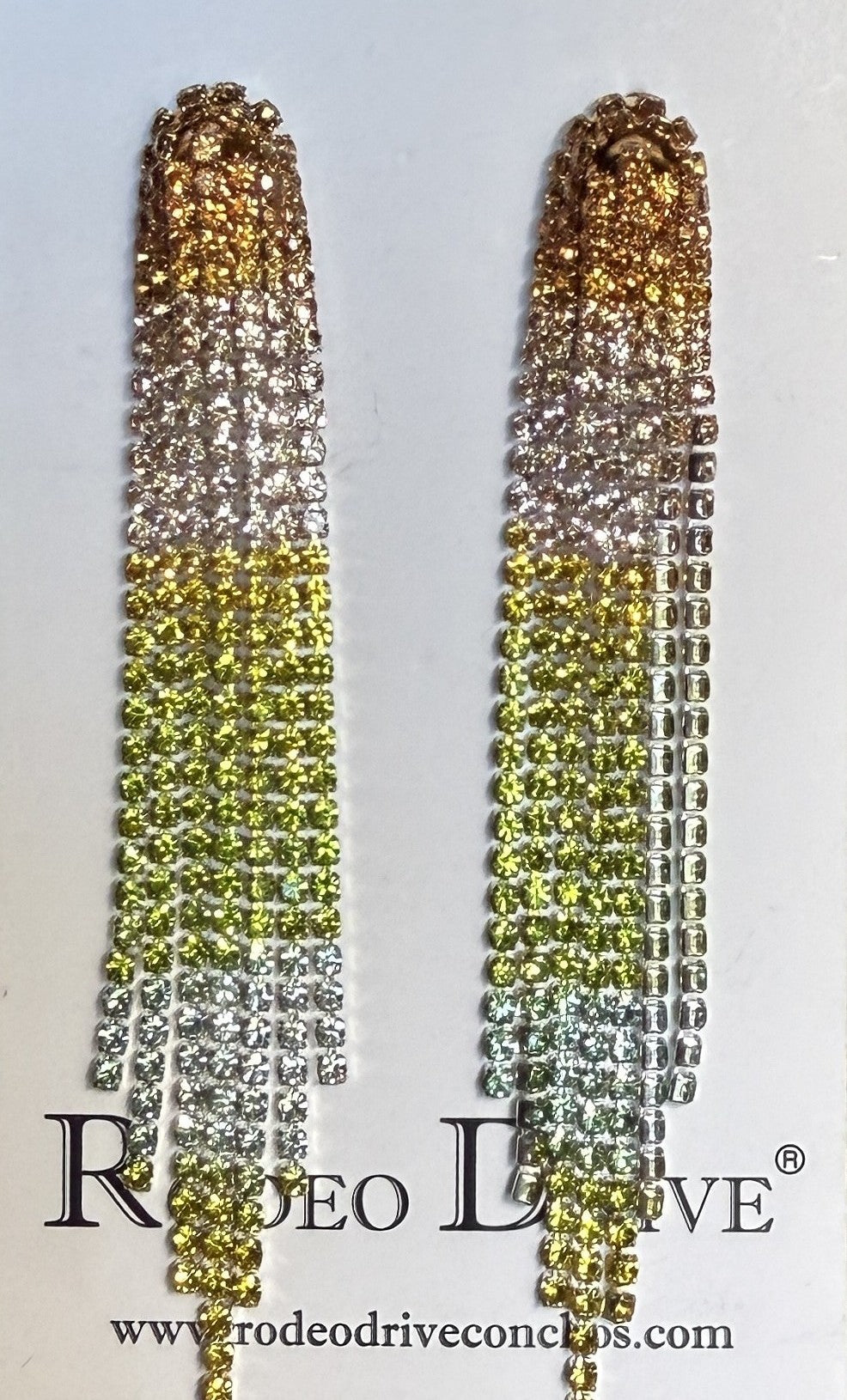 Orange. White and Green Rodeo Inspired Rhinestone Dangle Fashion Earrings