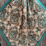 35X35" Emerald and Tan Floral Wild Rag / Scarf WR3448