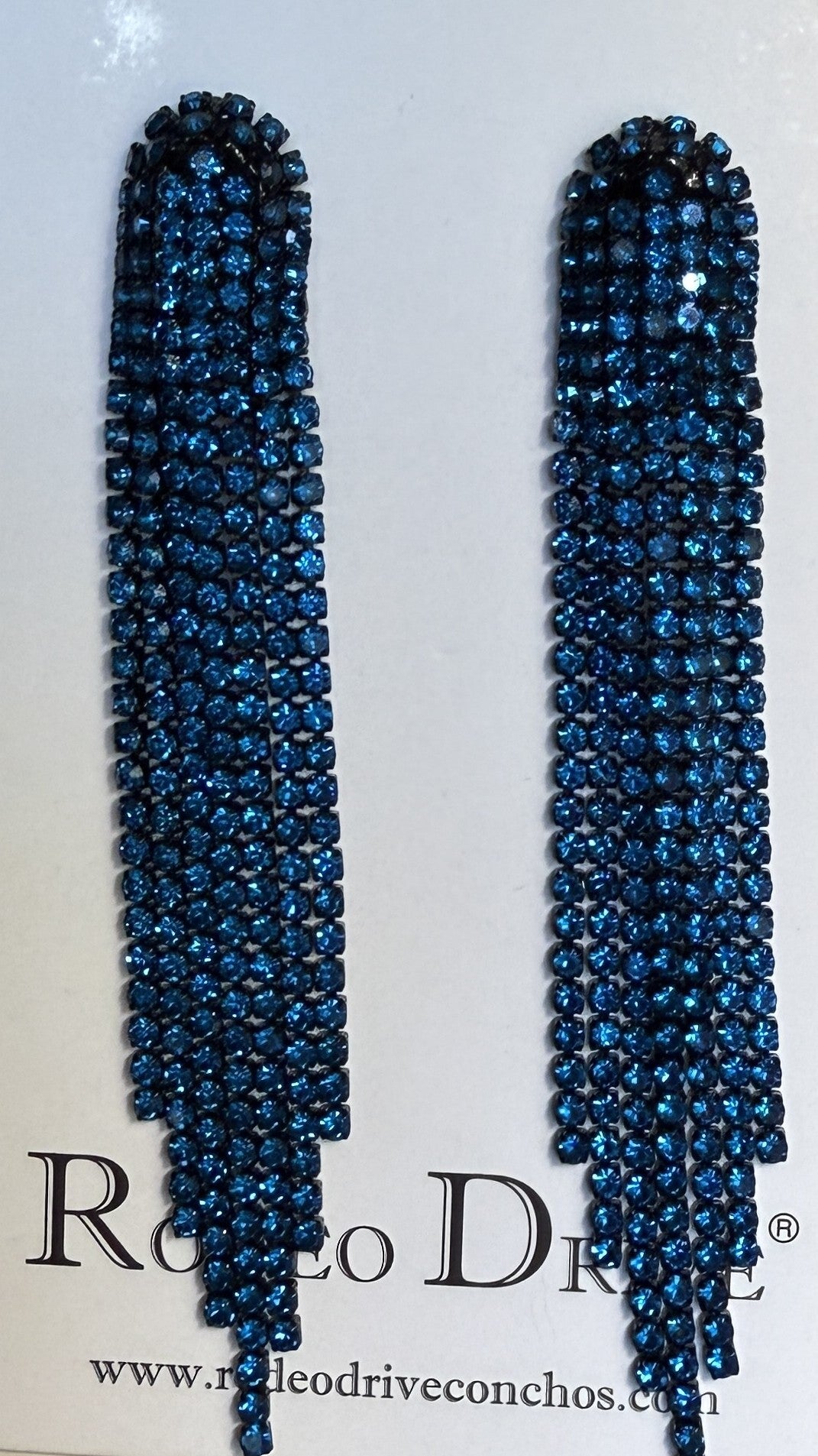 Blue Western Boho Rhinestone Dangle Fashion Earrings