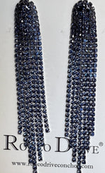Navy Blue Western Boho Rhinestone Dangle Fashion Earrings