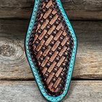 Leather Hand Painted Basketweave Key Chain