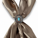 Antique Silver Copper Accent Turquoise Concho #W244