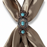 Antique Silver Copper Accent Turquoise Concho #W244